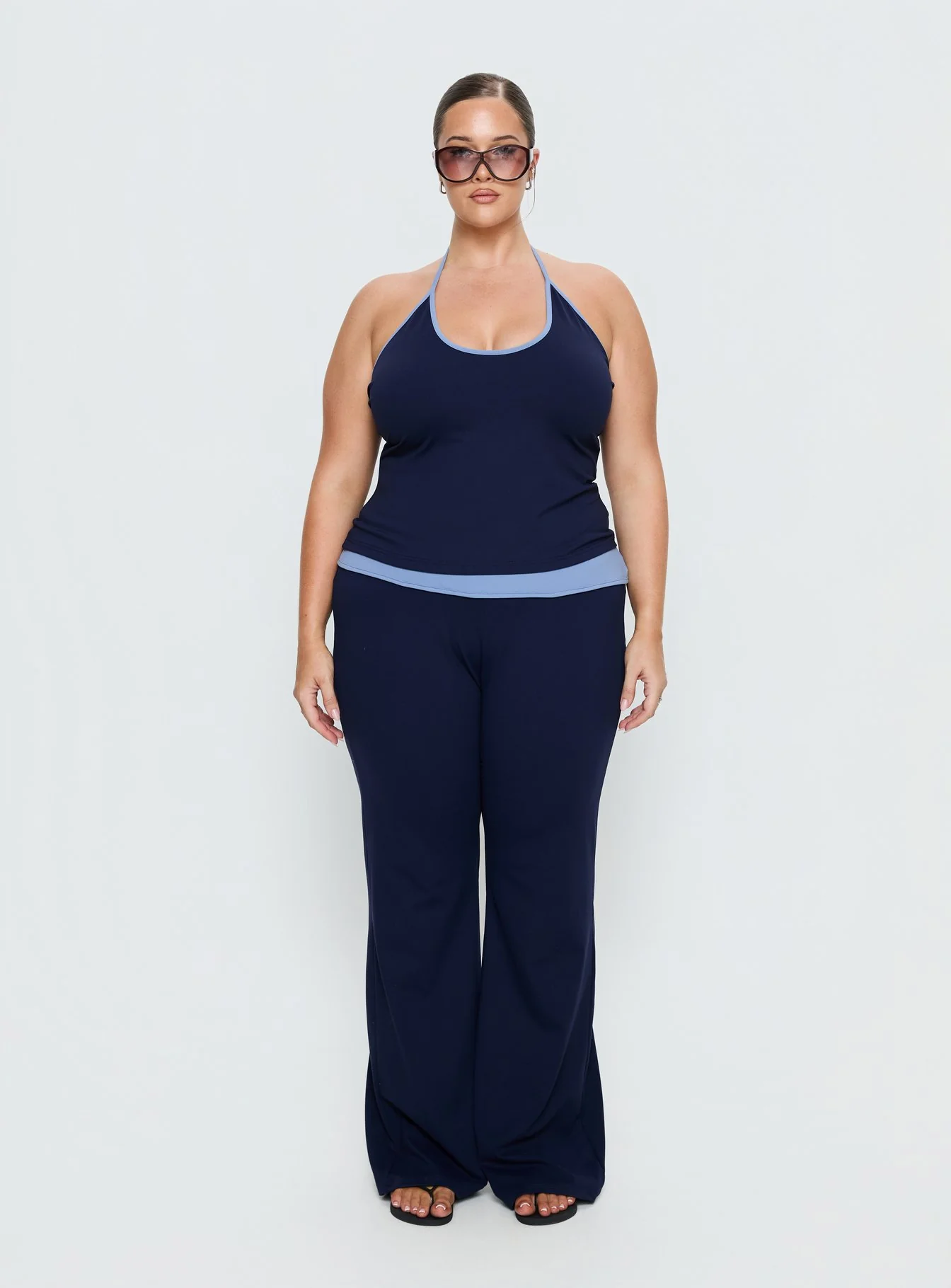 Kobee Jersey Halter Top Navy / Light Blue Curve - Image 7