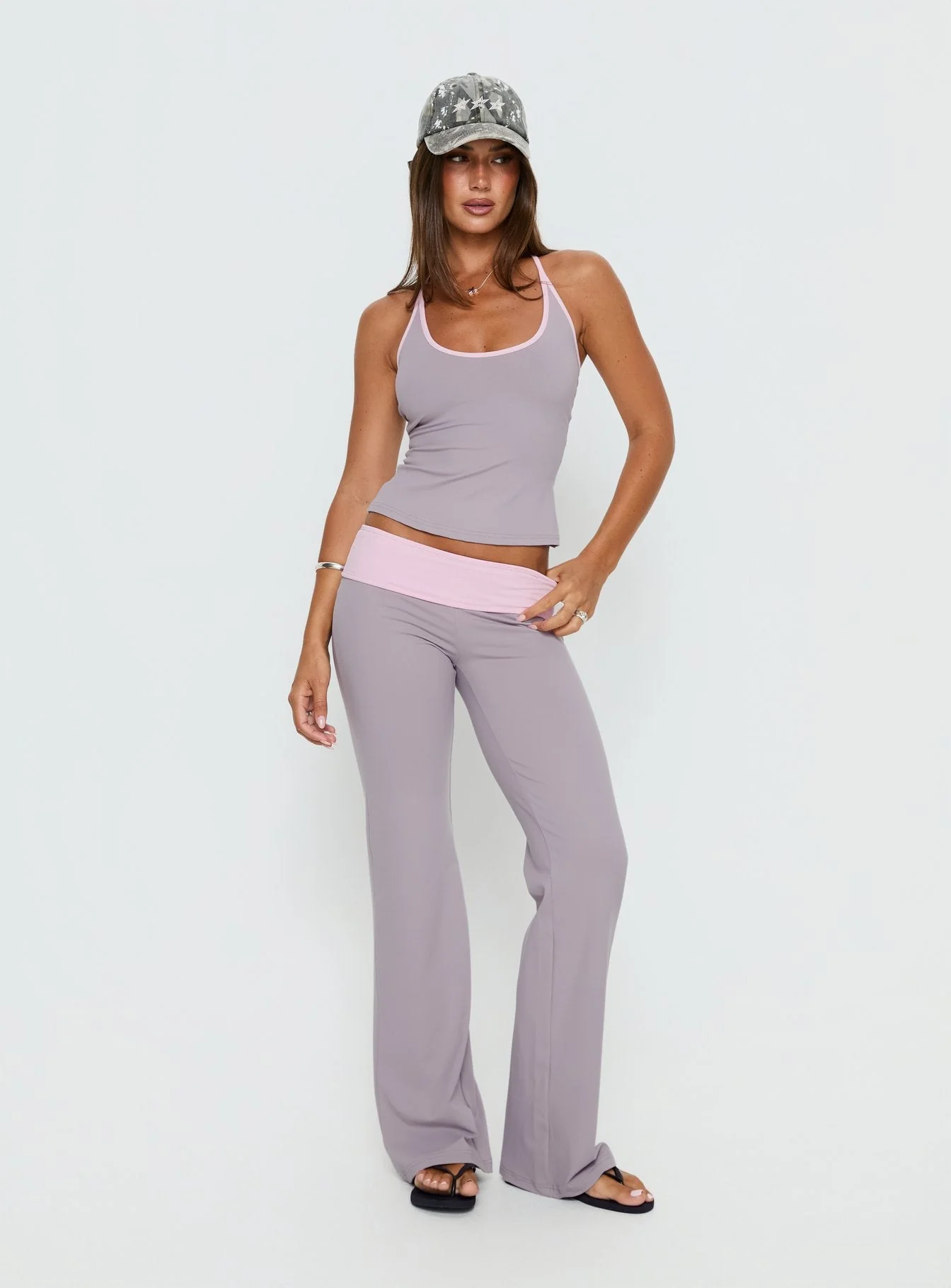 Kobee Jersey Halter Top Slate / Dusty Pink - Image 3