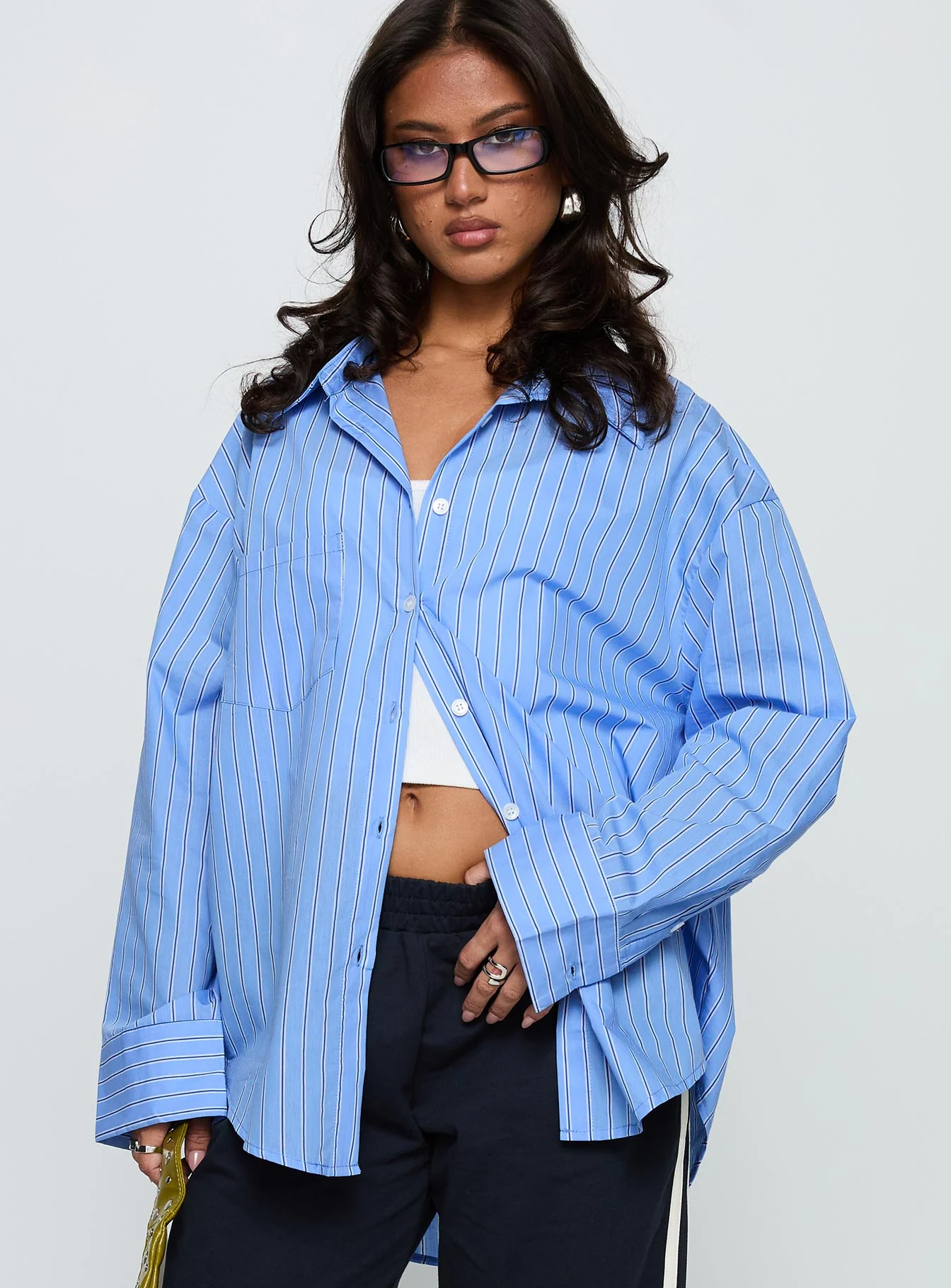 Kodhi Oversized Long Sleeve Top Blue Stripe - Image 2
