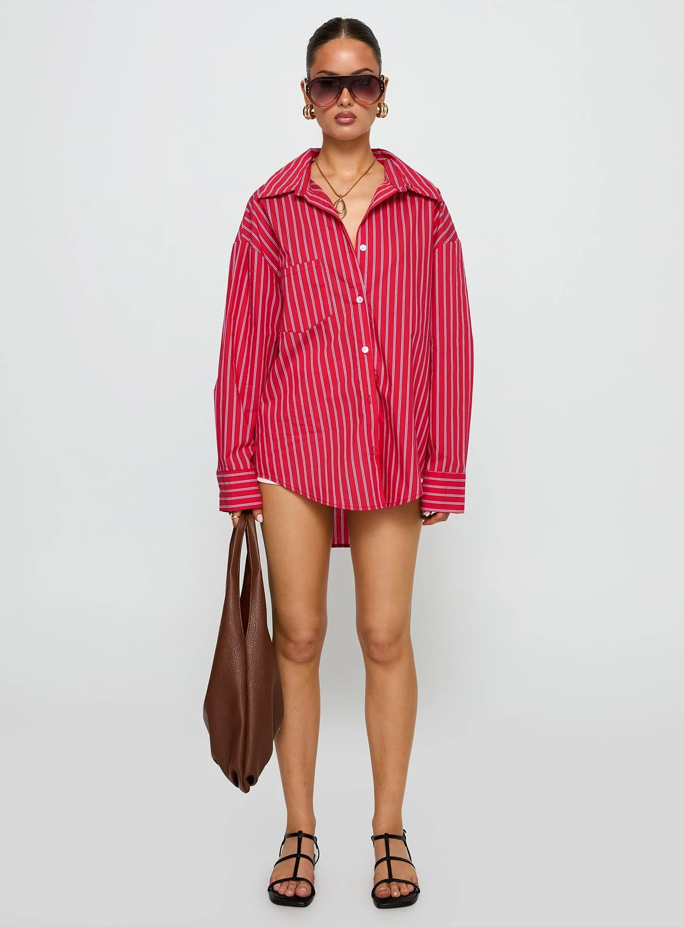 Kodhi Oversized Long Sleeve Top Red Stripe - Image 7