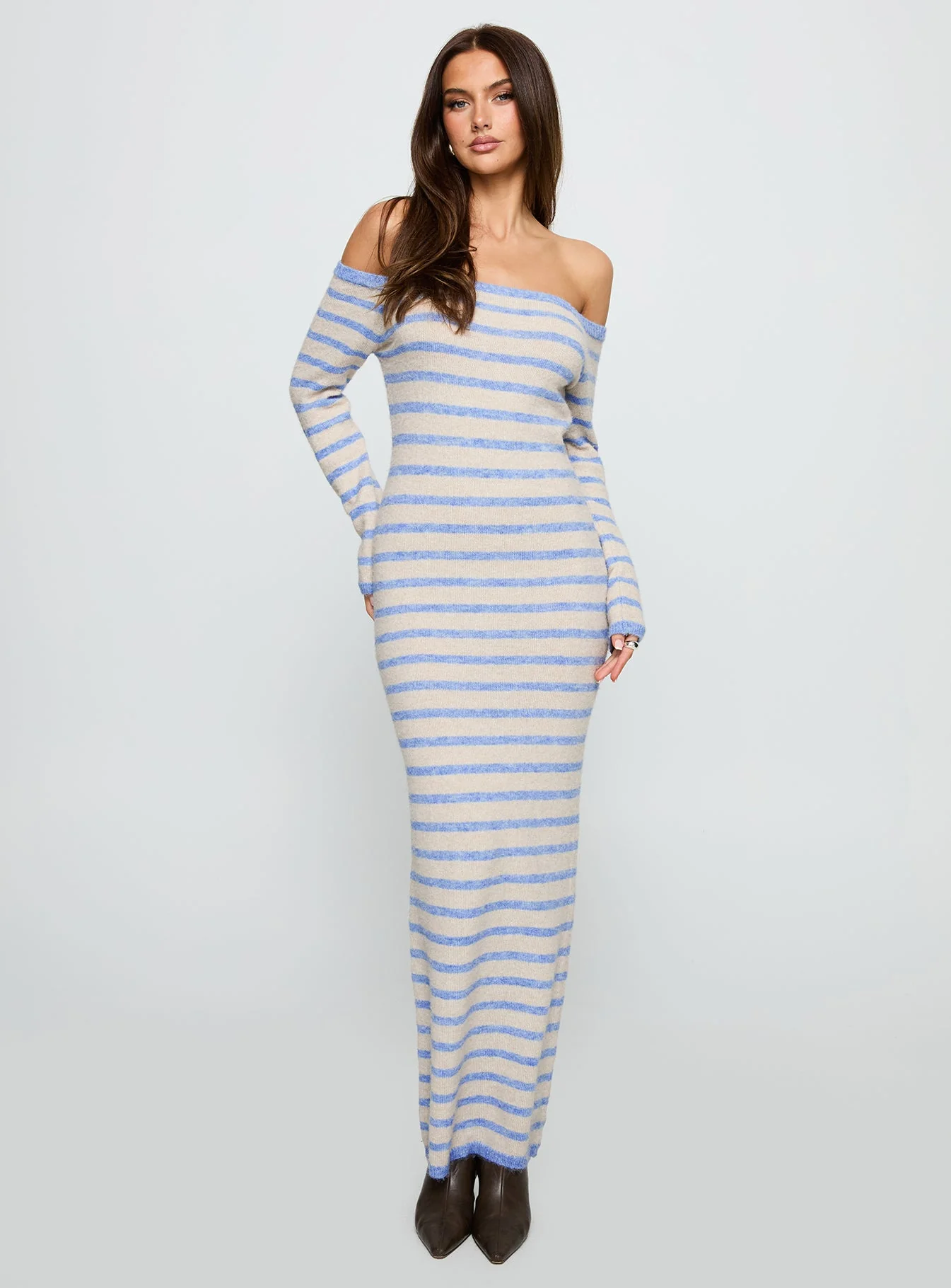 Korra Long Sleeve Maxi Dress Blue Stripe - Image 2