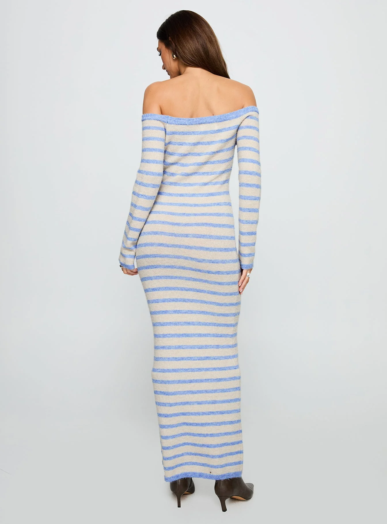 Korra Long Sleeve Maxi Dress Blue Stripe - Image 5