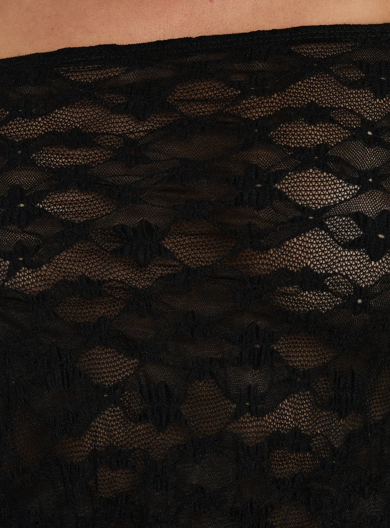 Korrine Off Shoulder Short Sleeve Lace Top Black - Image 6