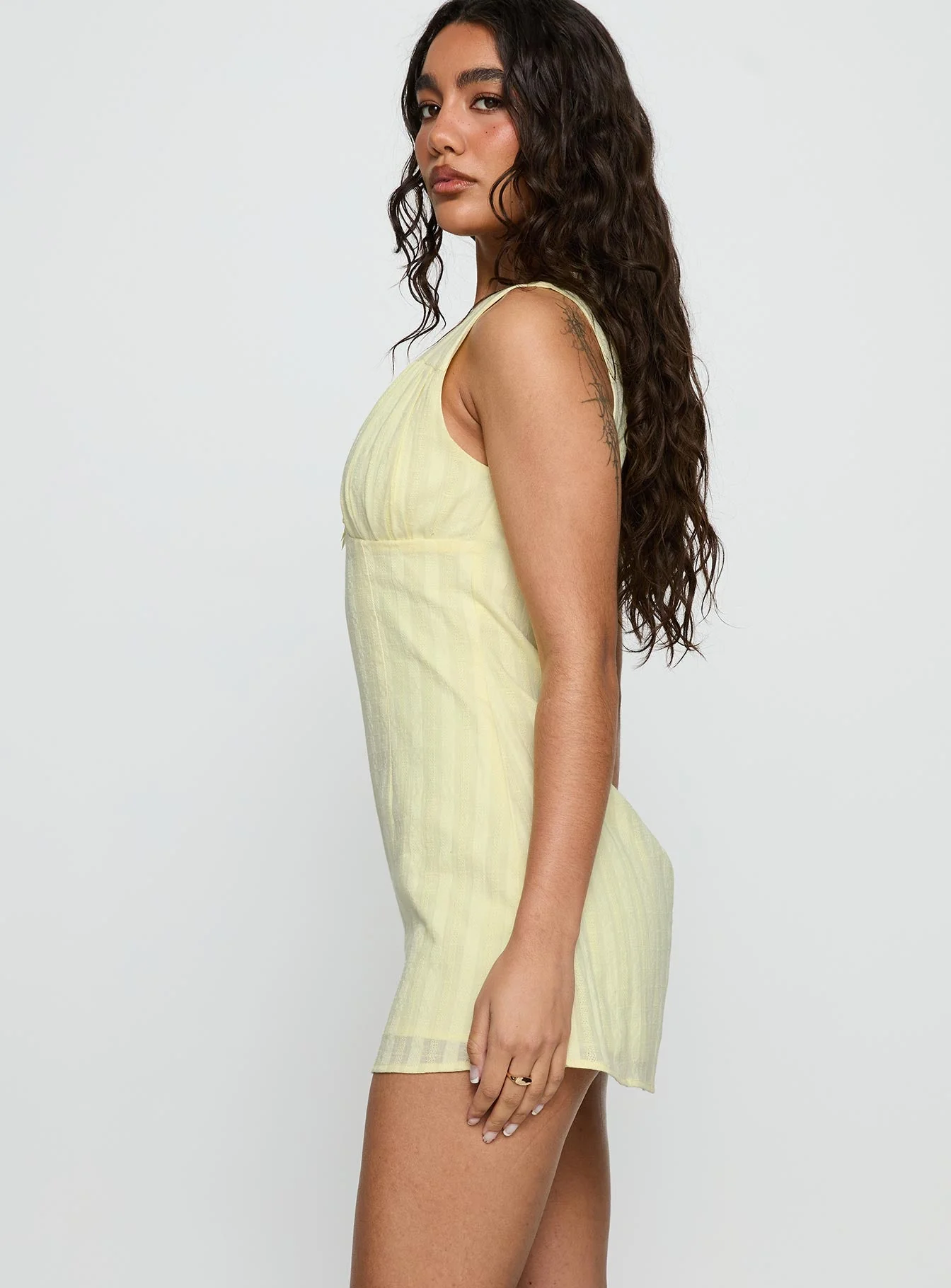 Kristol Plunge Neck Playsuit Yellow - Image 3