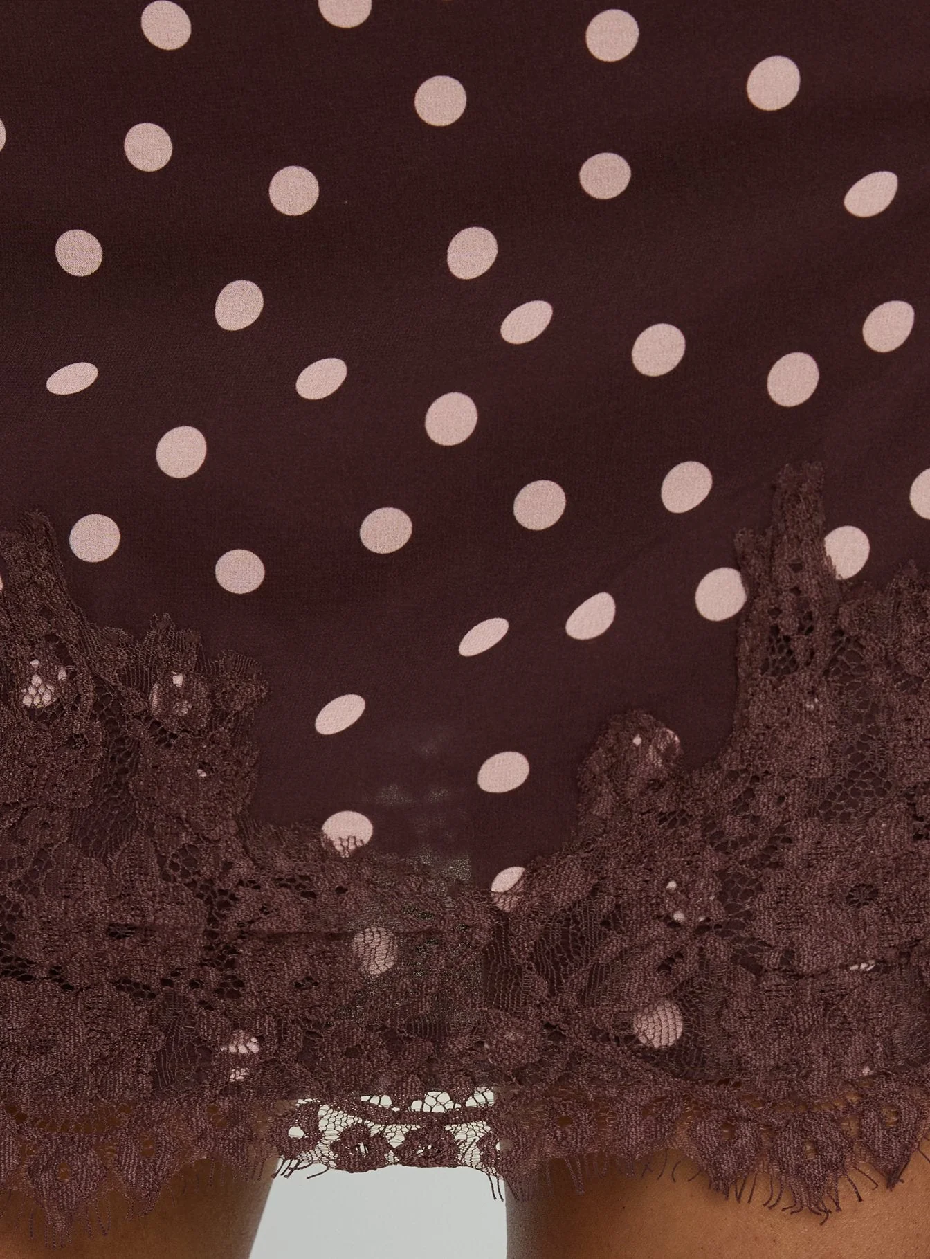 Your Dreams Lace Mini Skirt Brown Polka Dot - Image 6