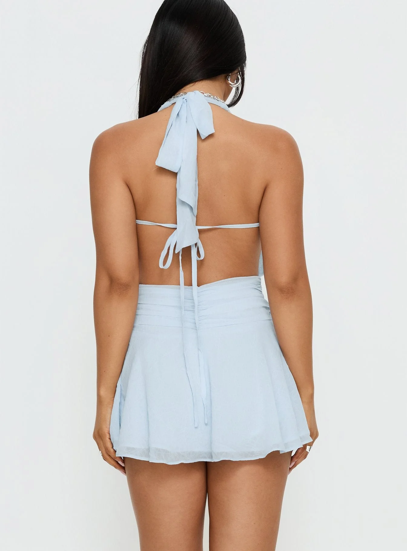 Lacinda Plunge Neck Playsuit Blue - Image 6