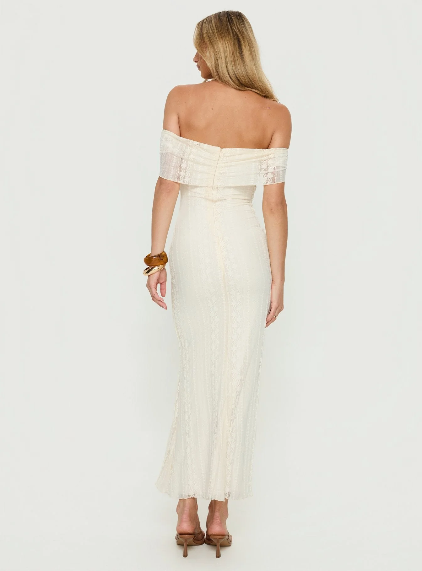 Ladonna Off Shoulder Maxi Dress Cream - Image 5