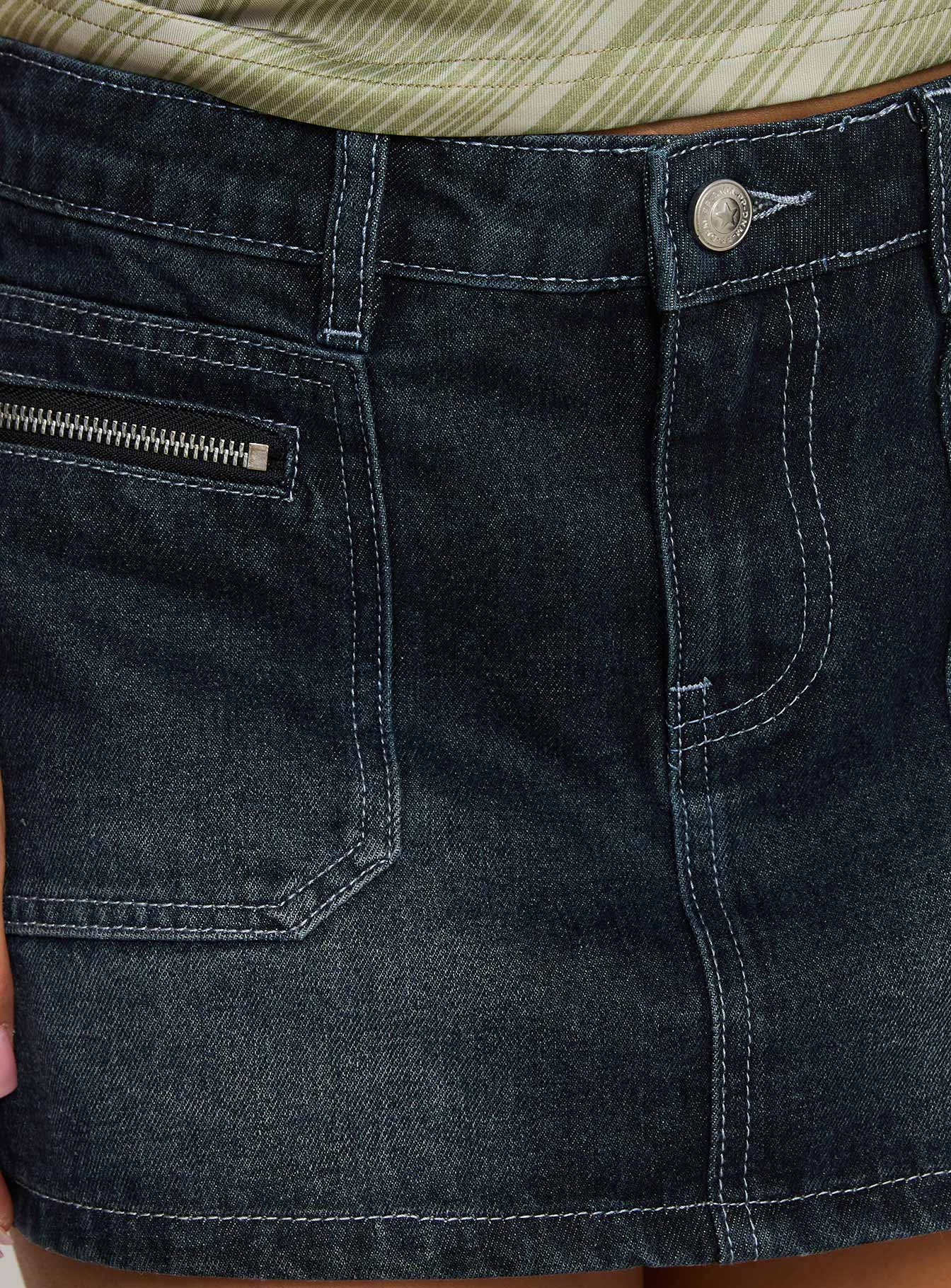 Lafina Zip Mini Skort Dark Wash Denim - Image 5