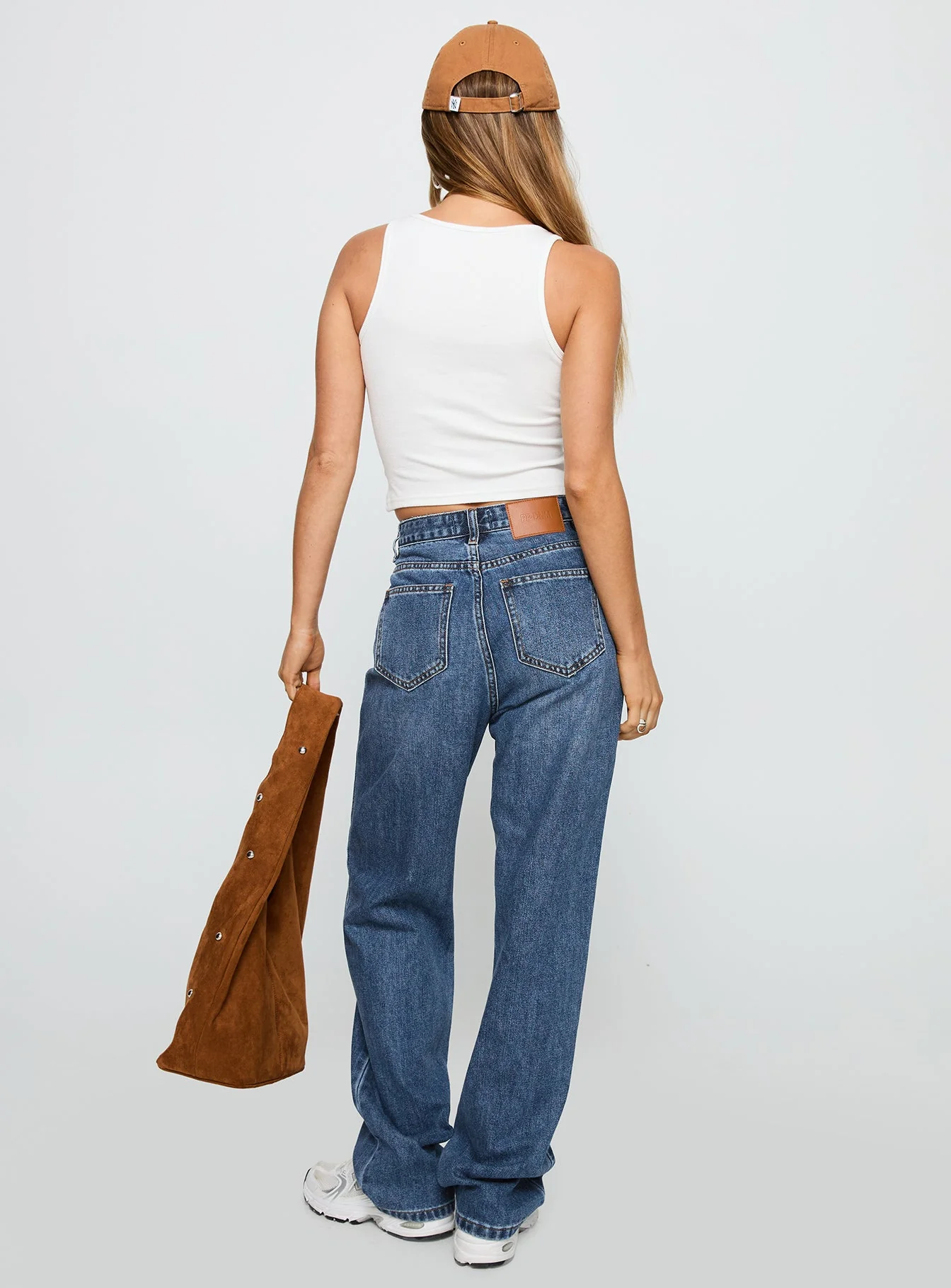 Laid Back Low Rise Straight Leg Jeans Dark Blue Wash - Image 5