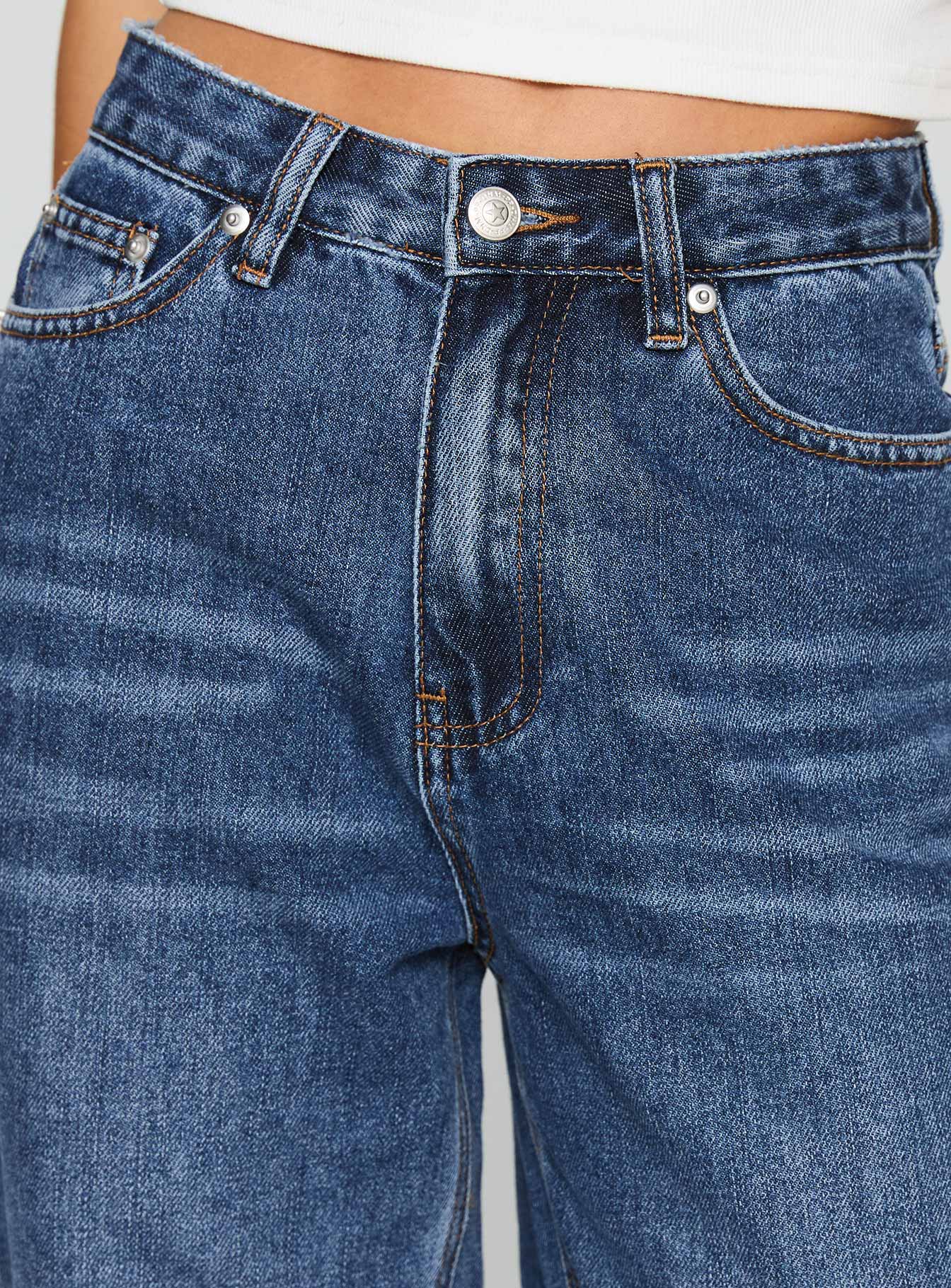 Laid Back Low Rise Straight Leg Jeans Dark Blue Wash - Image 6