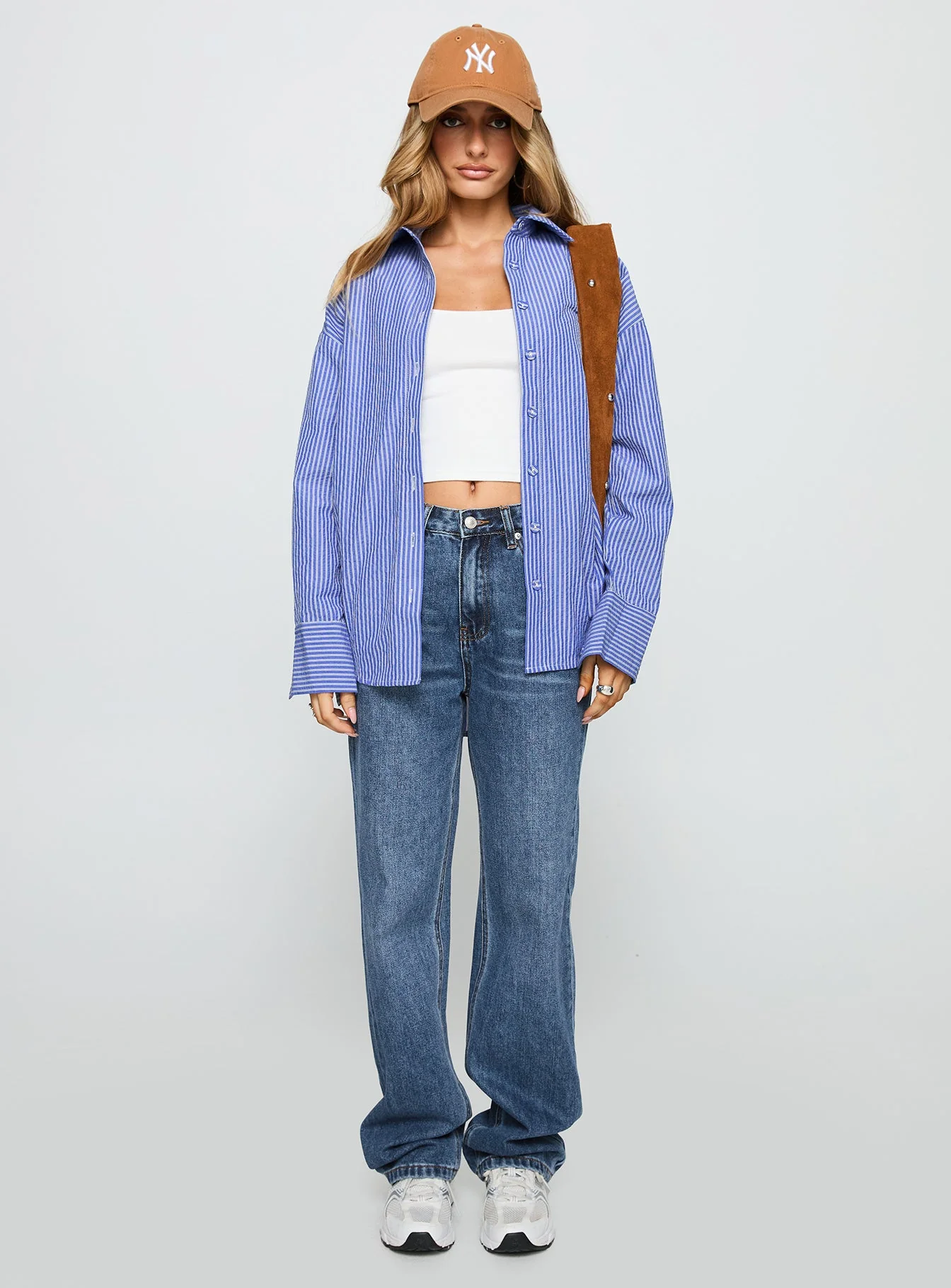 Laid Back Low Rise Straight Leg Jeans Dark Blue Wash - Image 7