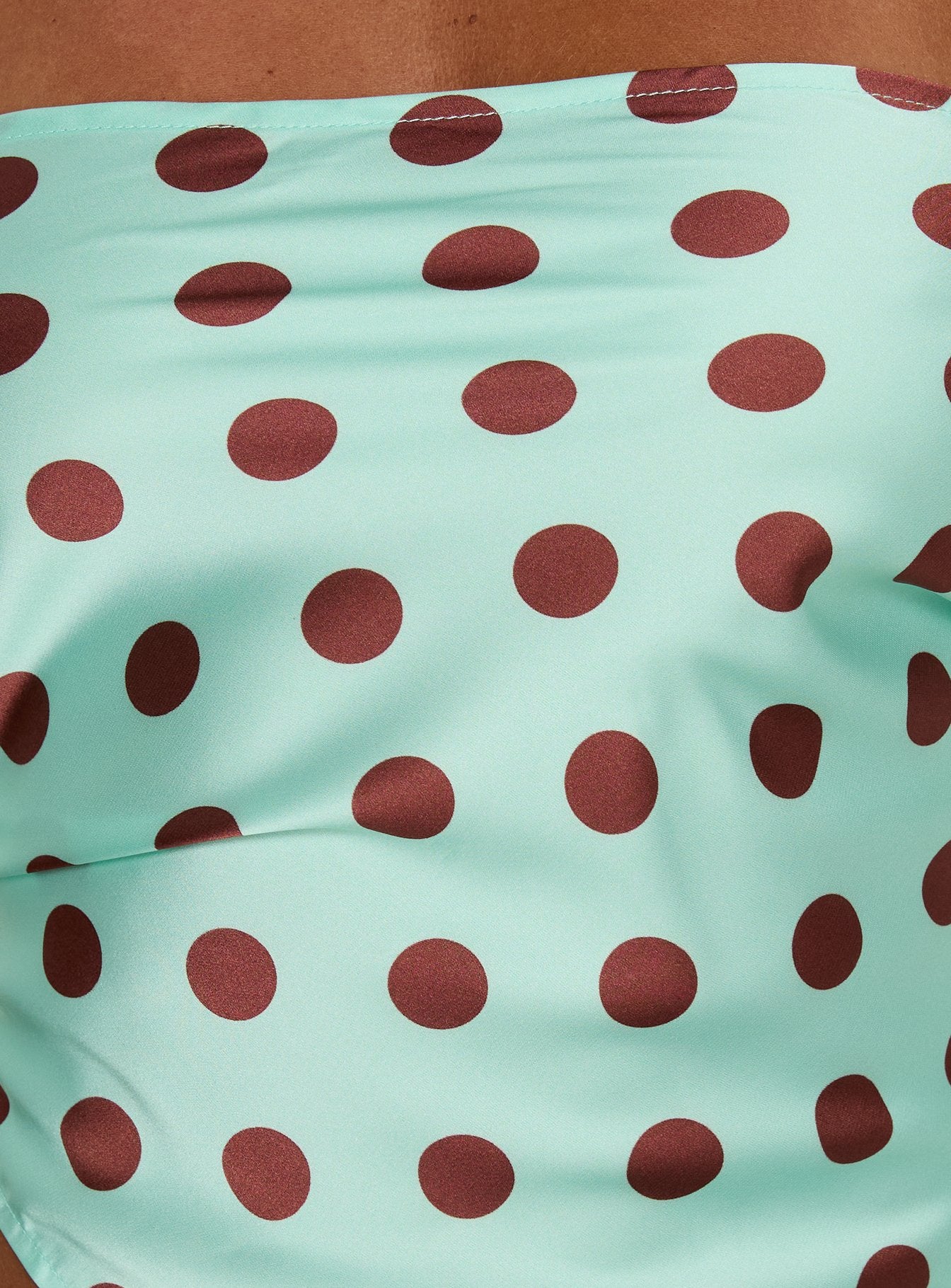 Lailana Tie Back Strapless Scarf Top Aqua Polka - Image 6