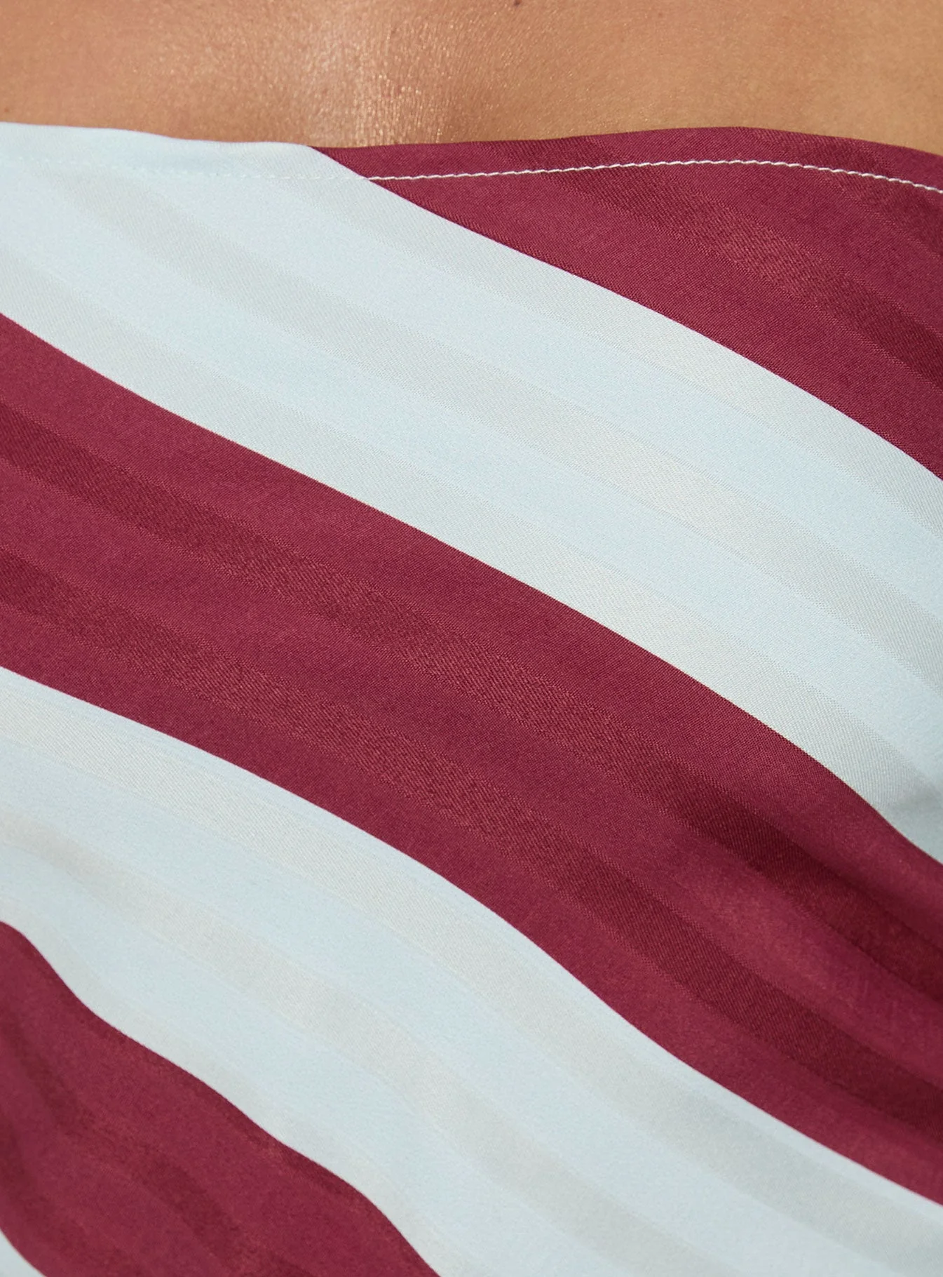 Lailana Tie Back Strapless Scarf Top Burgundy / Blue Stripe - Image 6
