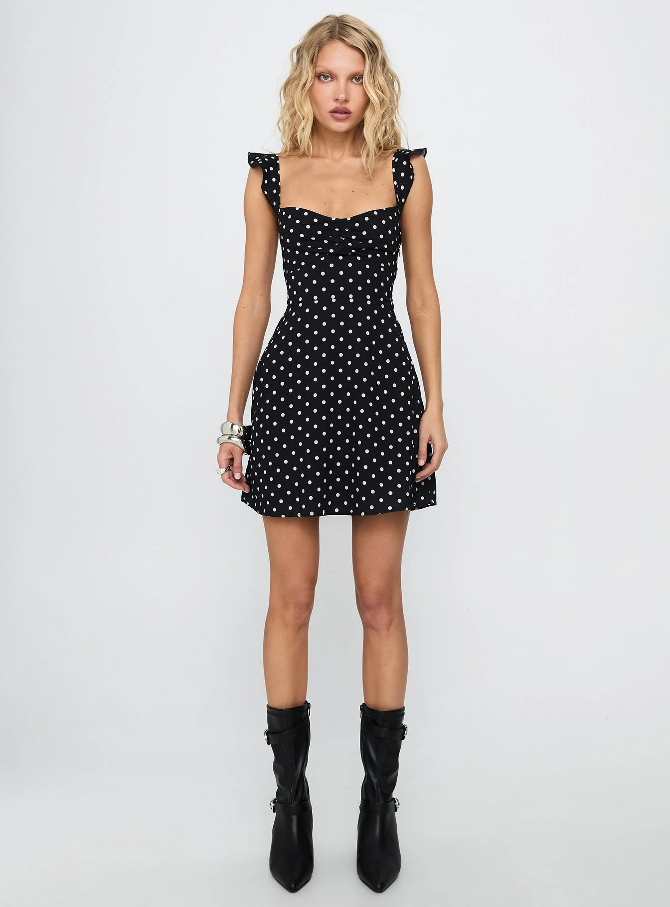 Landon Mini Dress Black / Polka Dot - Image 7