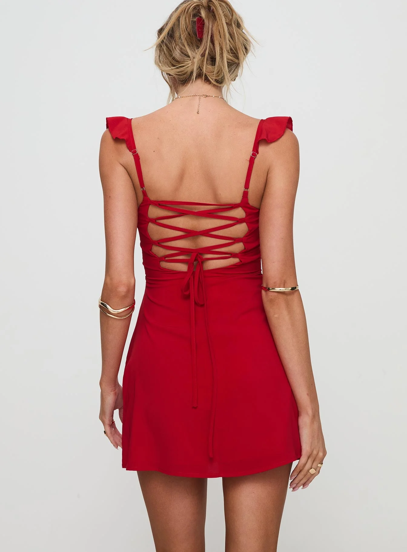 Landon Mini Dress Red Petite - Image 5