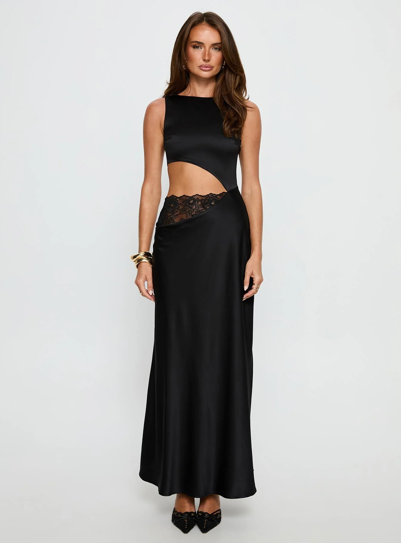 Lareina Cut Out Lace Maxi Dress Black - Image 7