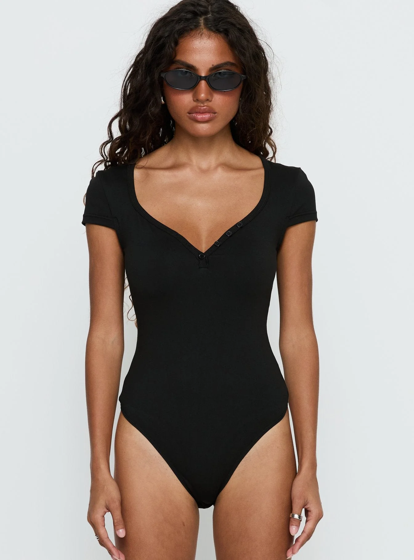 Laretta Button Up Bodysuit Black - Image 7