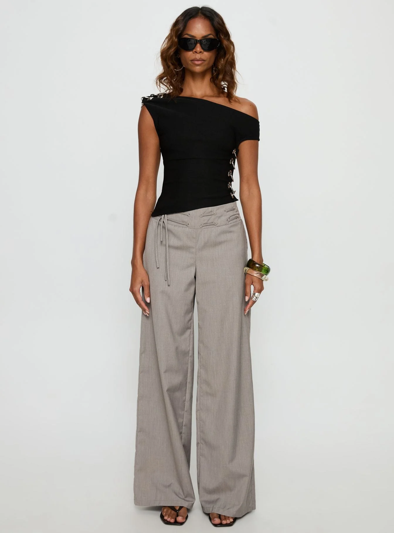 Laude Eyelet Off Shoulder Top Black - Image 7