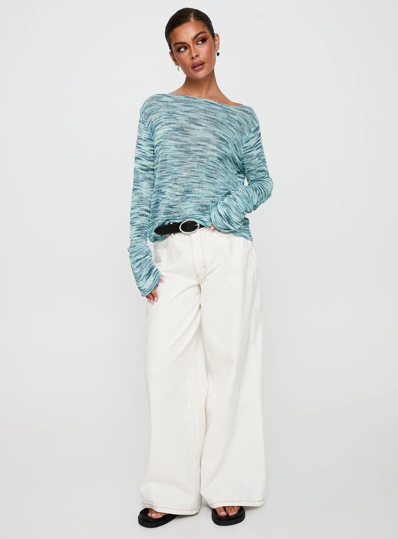 Lay Your Cards Knit Sweater Blue Multi - Image 3