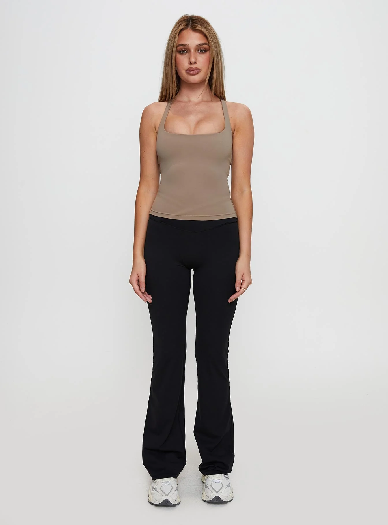 Layup Active Longline Cross Back Top Taupe - Image 7