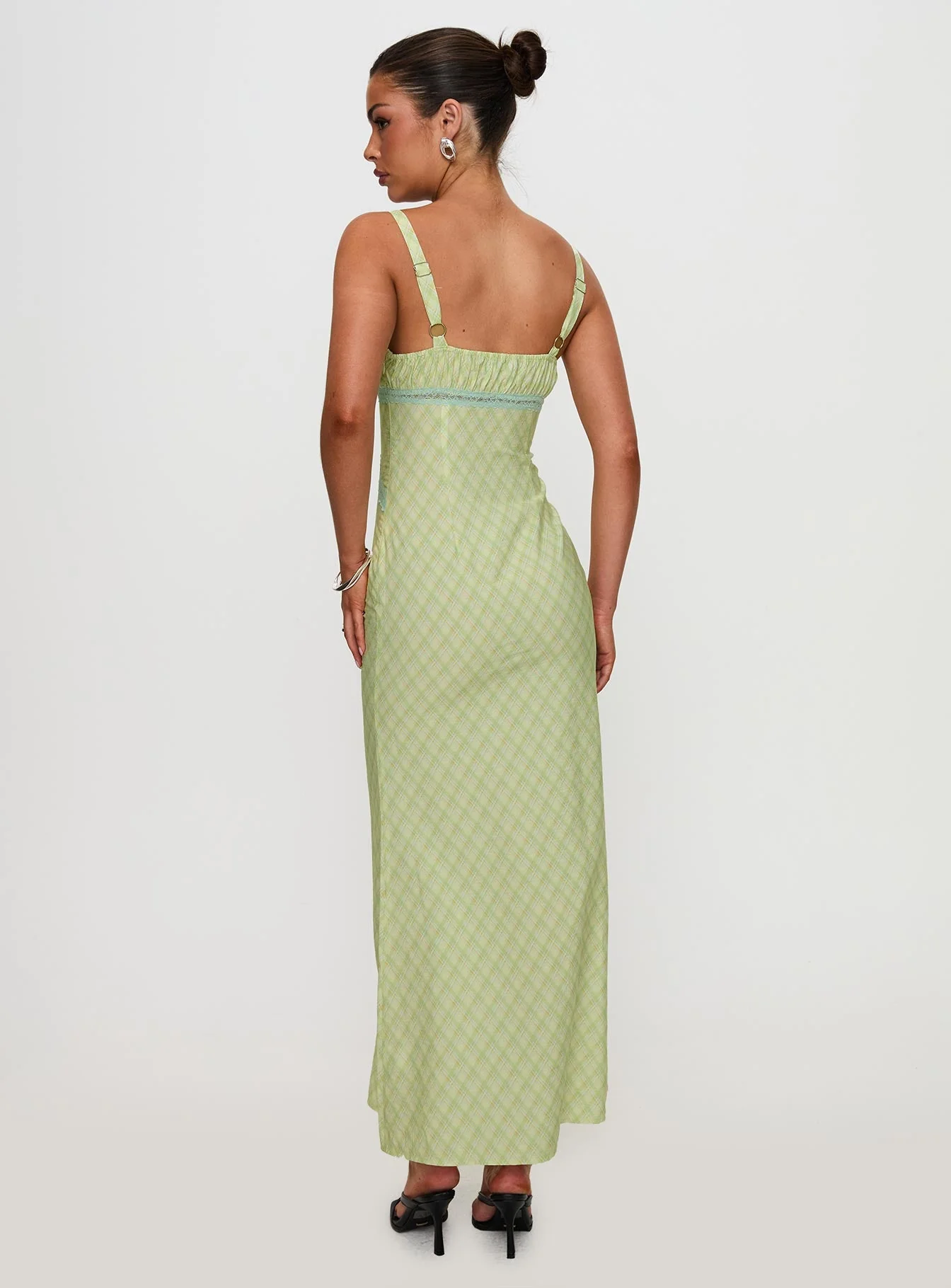 Leabella Maxi Dress Green Check - Image 5