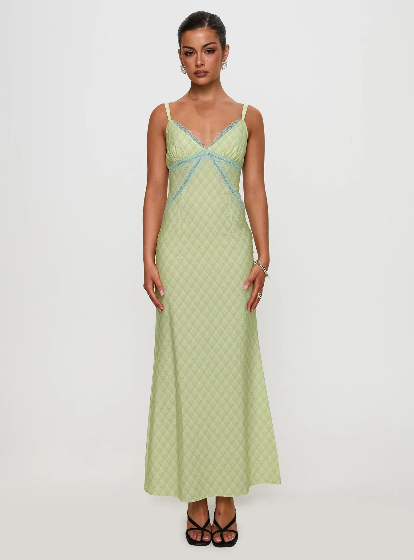 Leabella Maxi Dress Green Check - Image 7