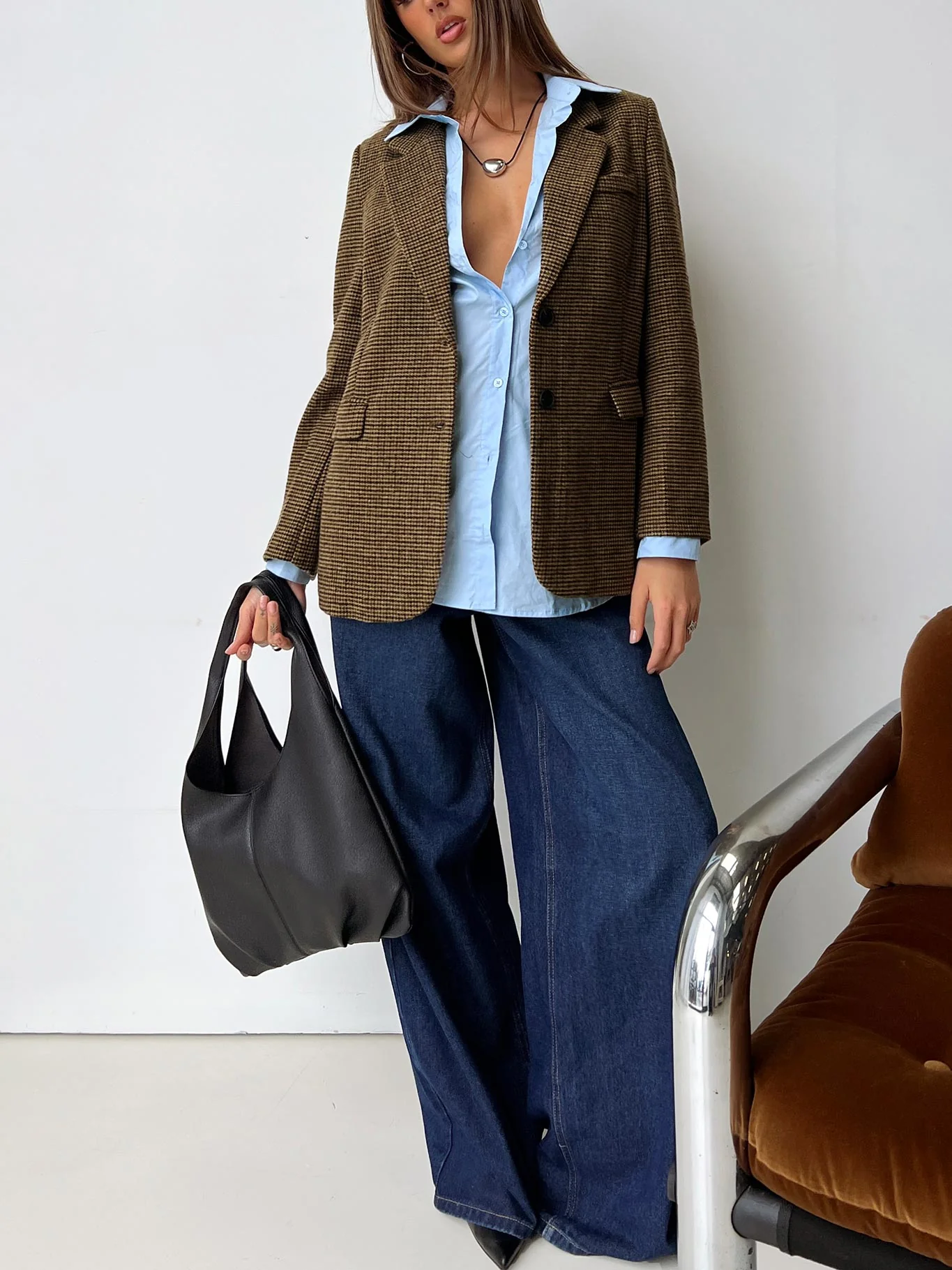 Leanah Blazer Brown Check