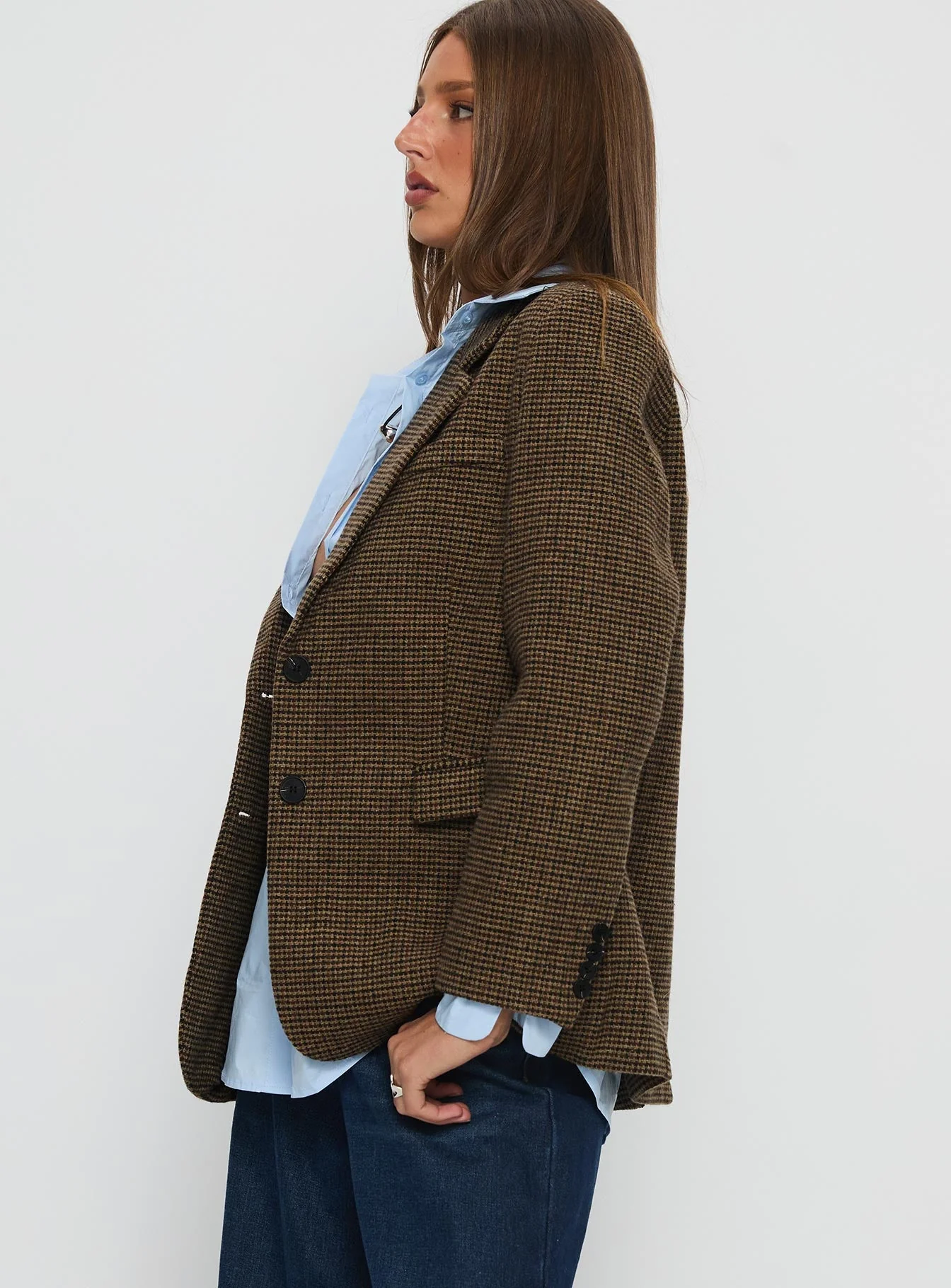 Leanah Blazer Brown Check - Image 4