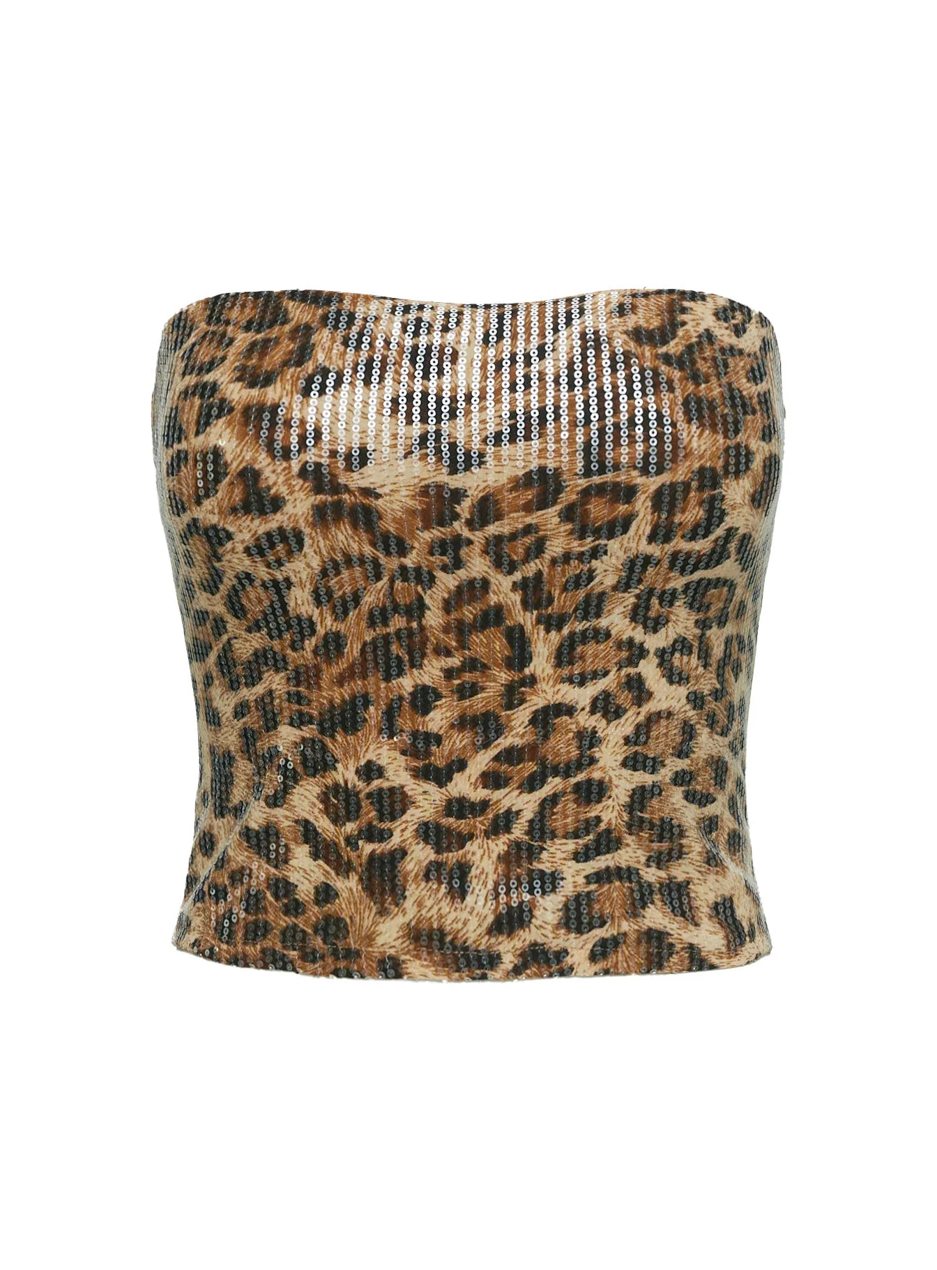 Learn To Fly Strapless Sequin Top Leopard - Image 5