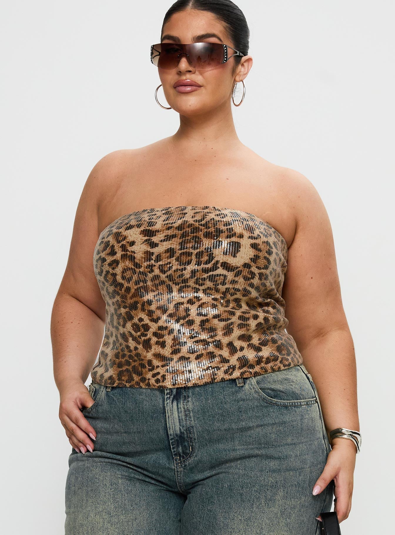 Learn To Fly Strapless Sequin Top Leopard Curve - Image 2