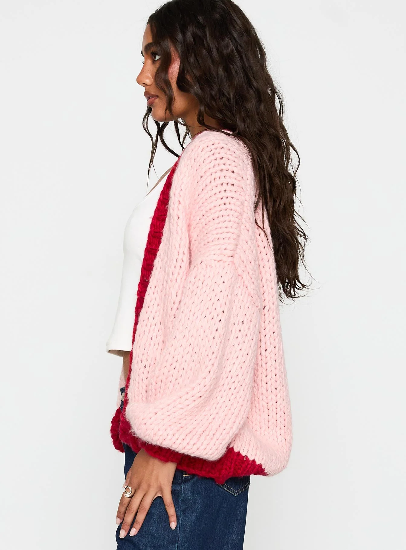 Lester Knit Cardigan Pink / Red - Image 3