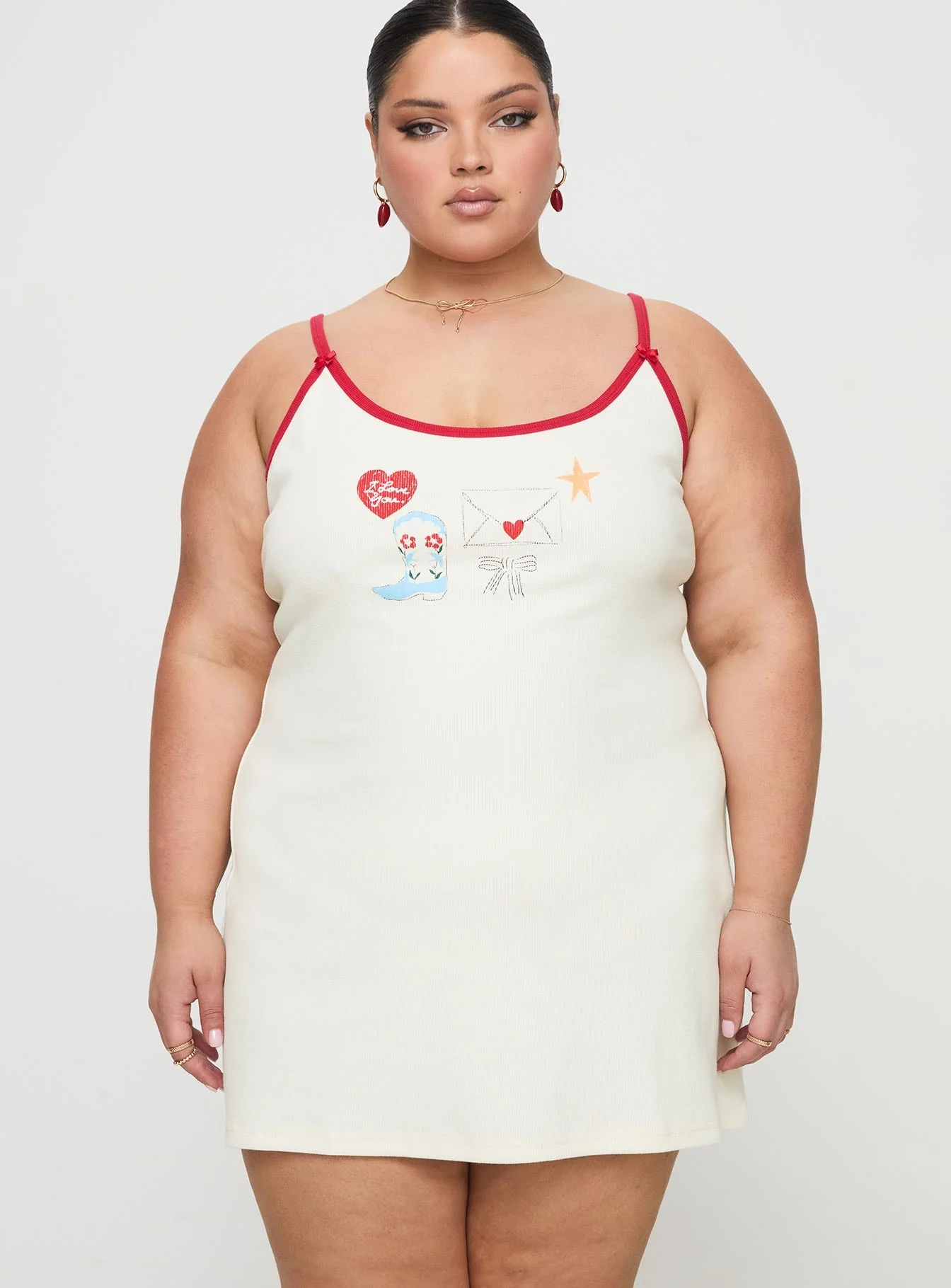 Letters Of Love Rib Sleep Mini Dress Multi Curve - Image 2