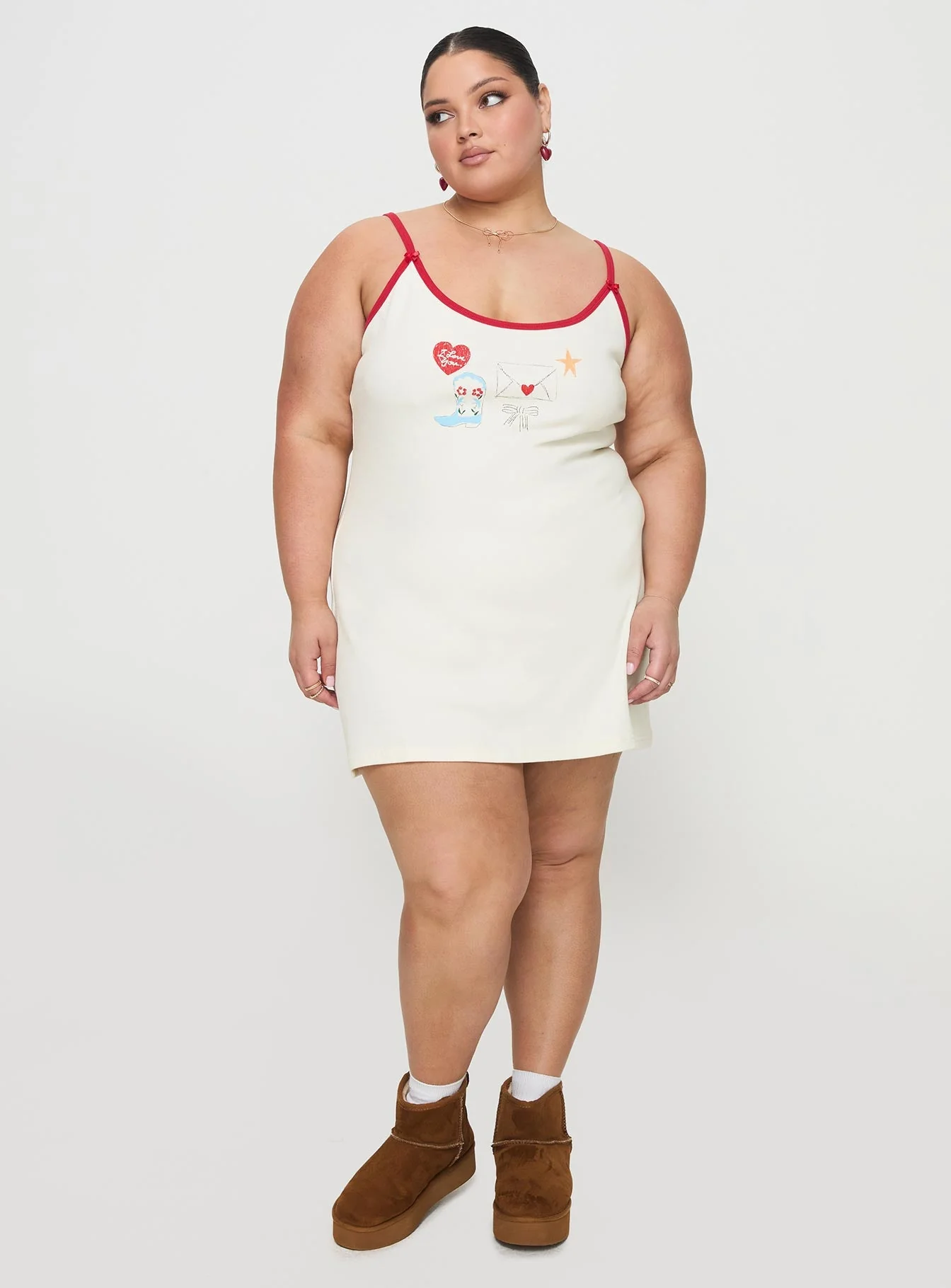 Letters Of Love Rib Sleep Mini Dress Multi Curve - Image 3