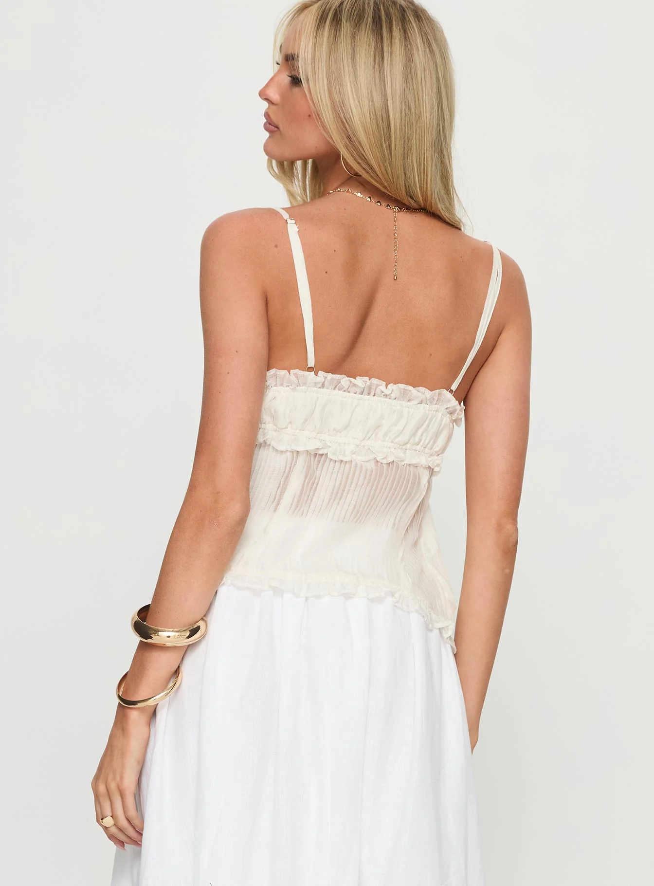 Levonne Textured Layered Bust Shirt Cream - Image 5