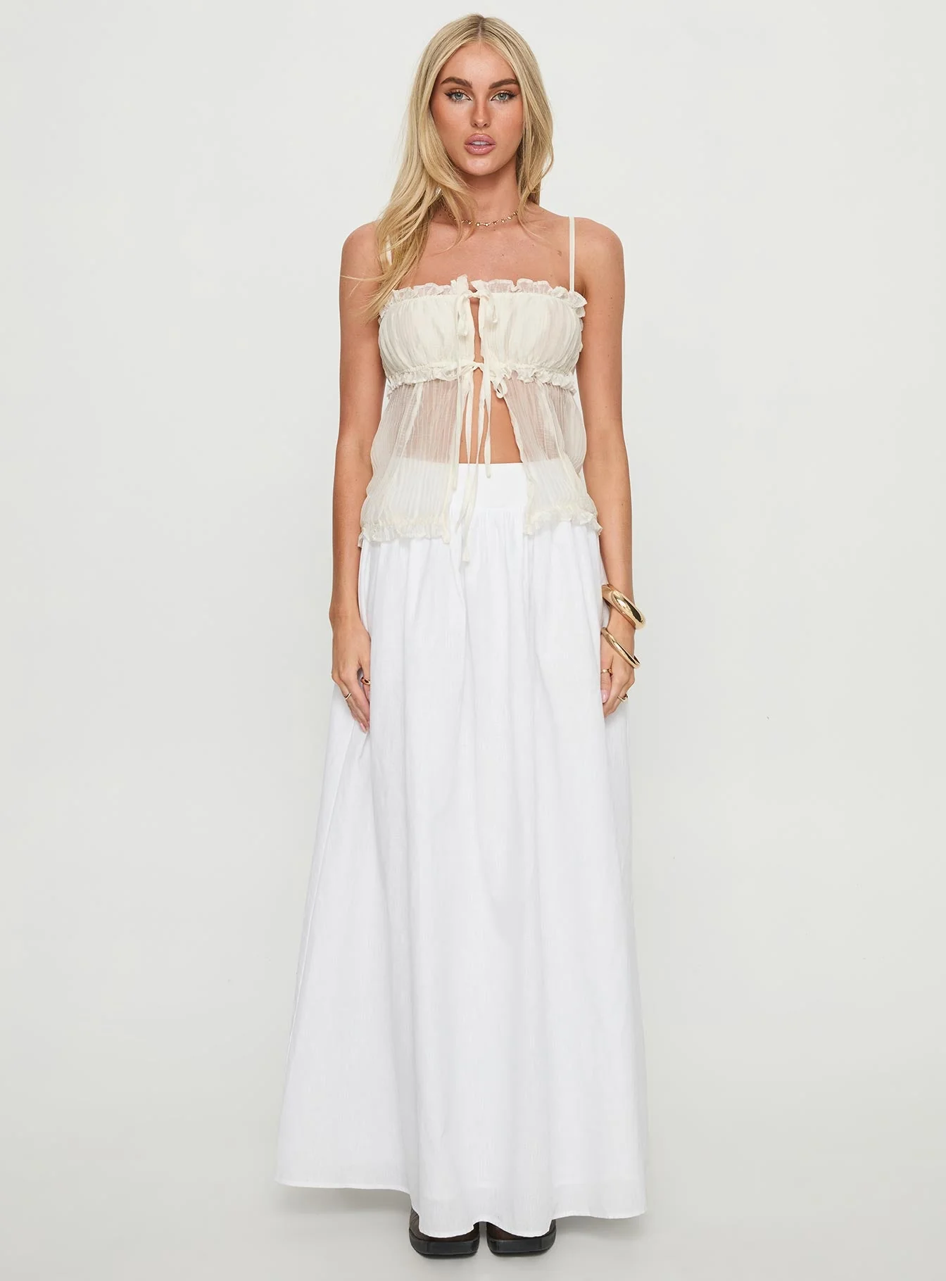 Levonne Textured Layered Bust Shirt Cream - Image 7