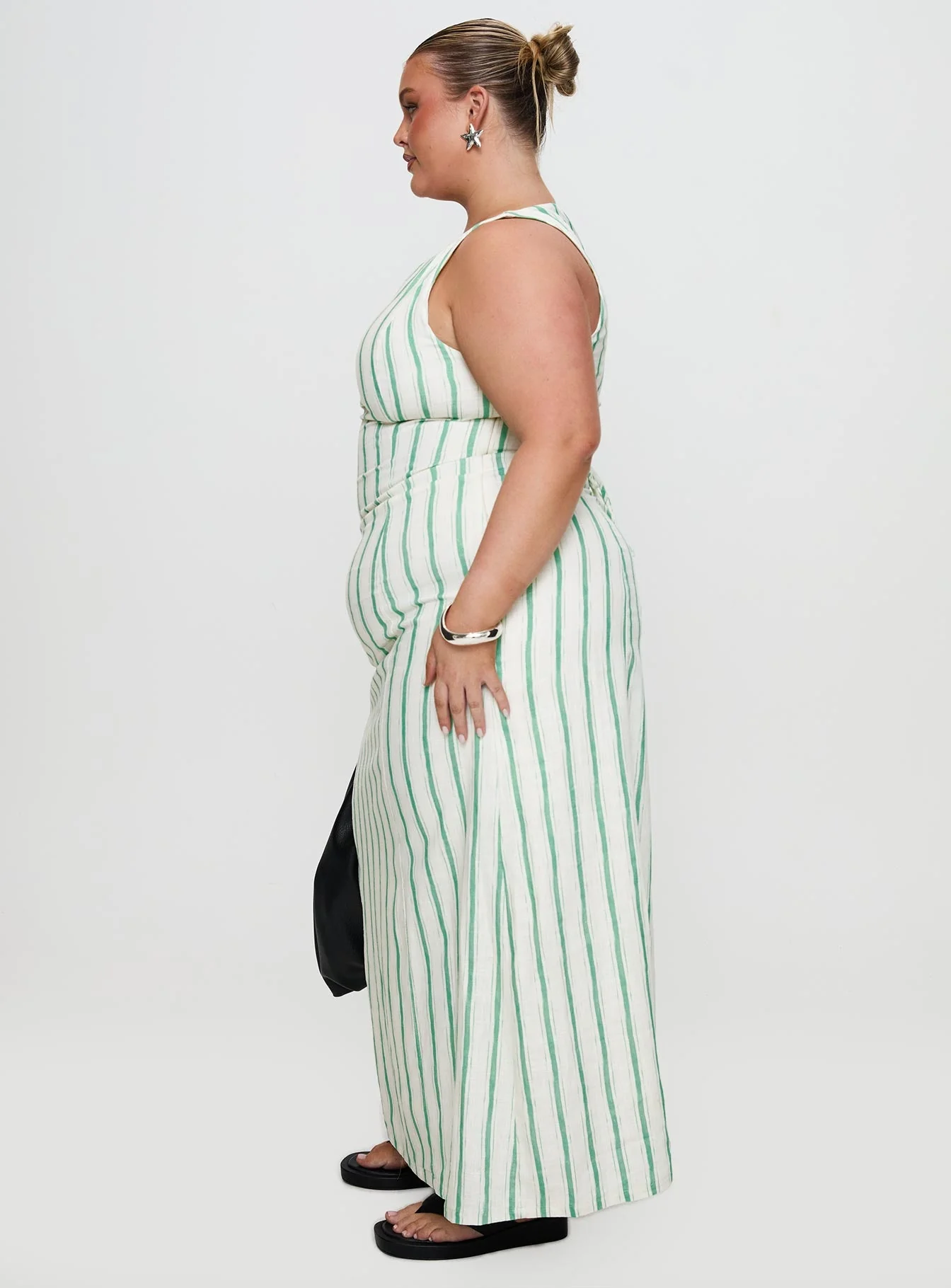 Lewisa Maxi Dress Green Stripe Curve - Image 5
