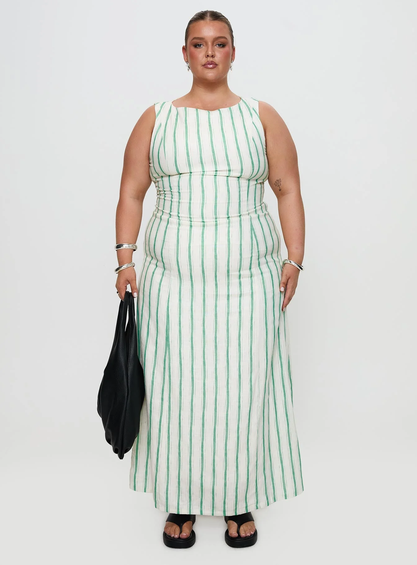 Lewisa Maxi Dress Green Stripe Curve - Image 8
