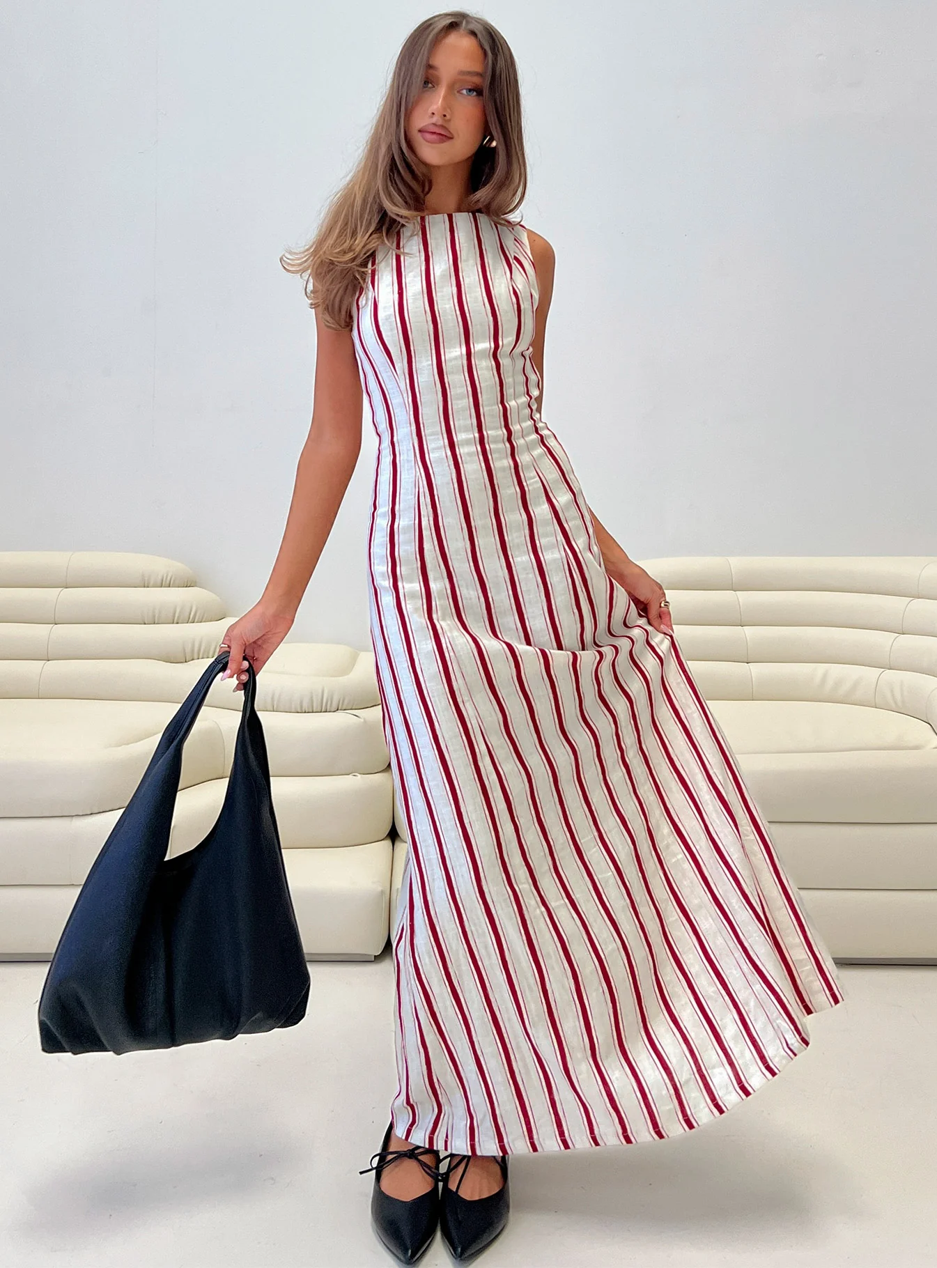 Lewisa Maxi Dress Red Stripe - Image 8