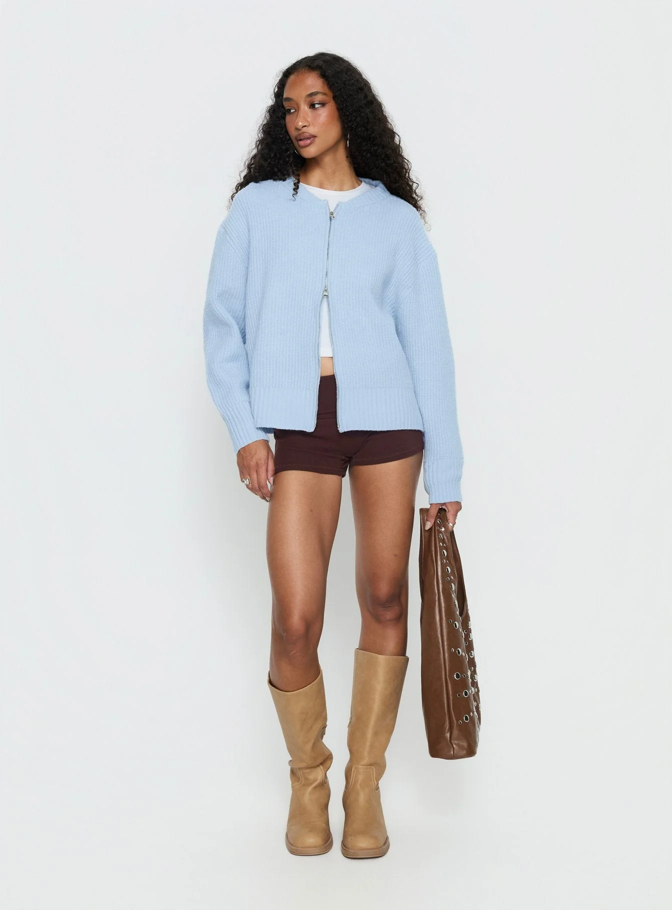 Lexene Zip Through Jumper Baby Blue - Image 3