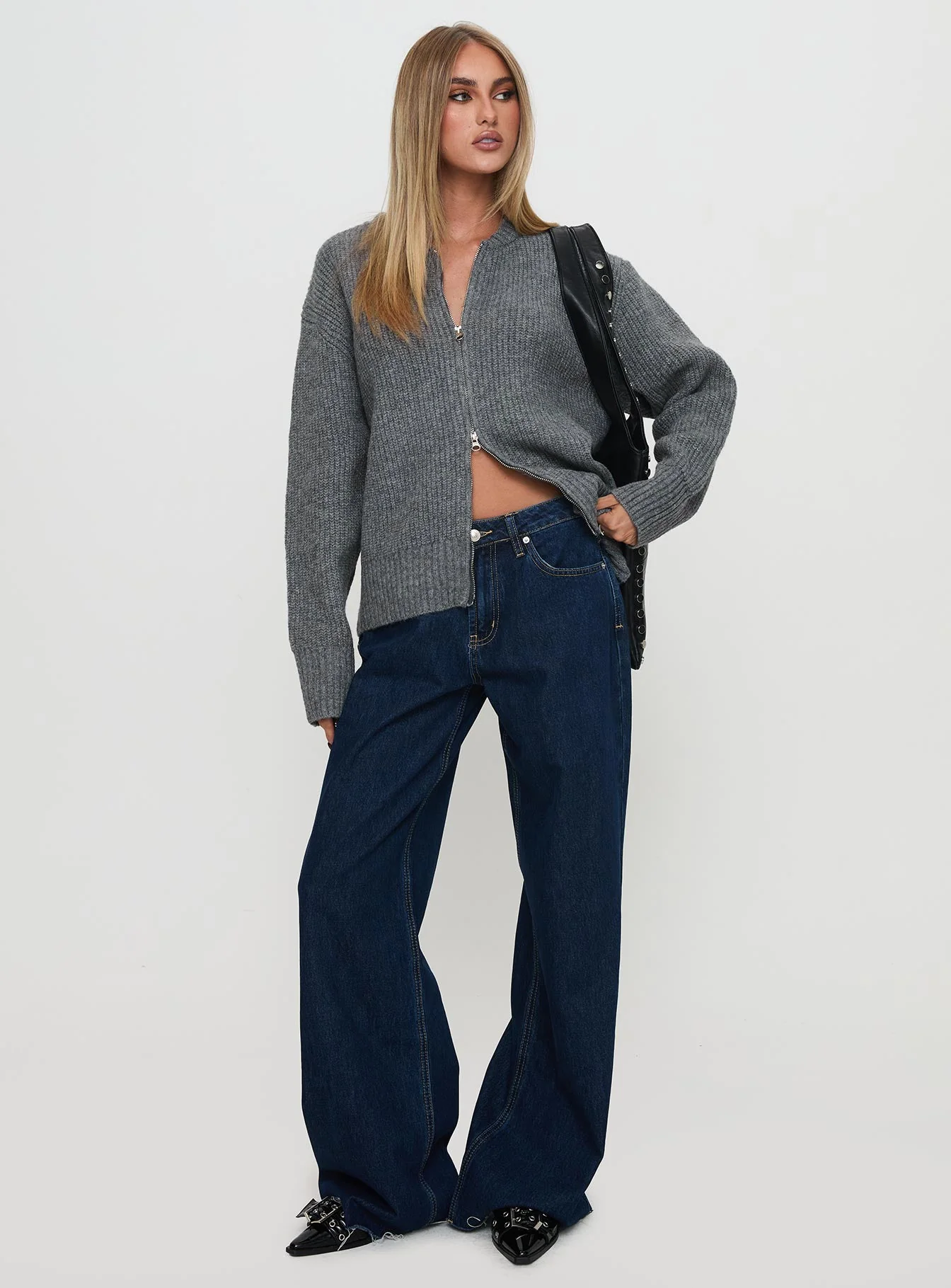Lexene Zip Through Jumper Grey - Image 3