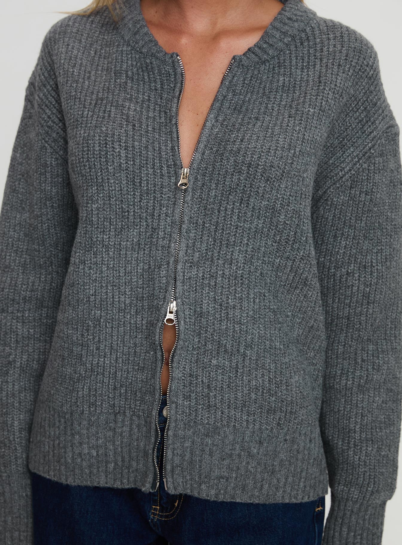 Lexene Zip Through Jumper Grey - Image 6