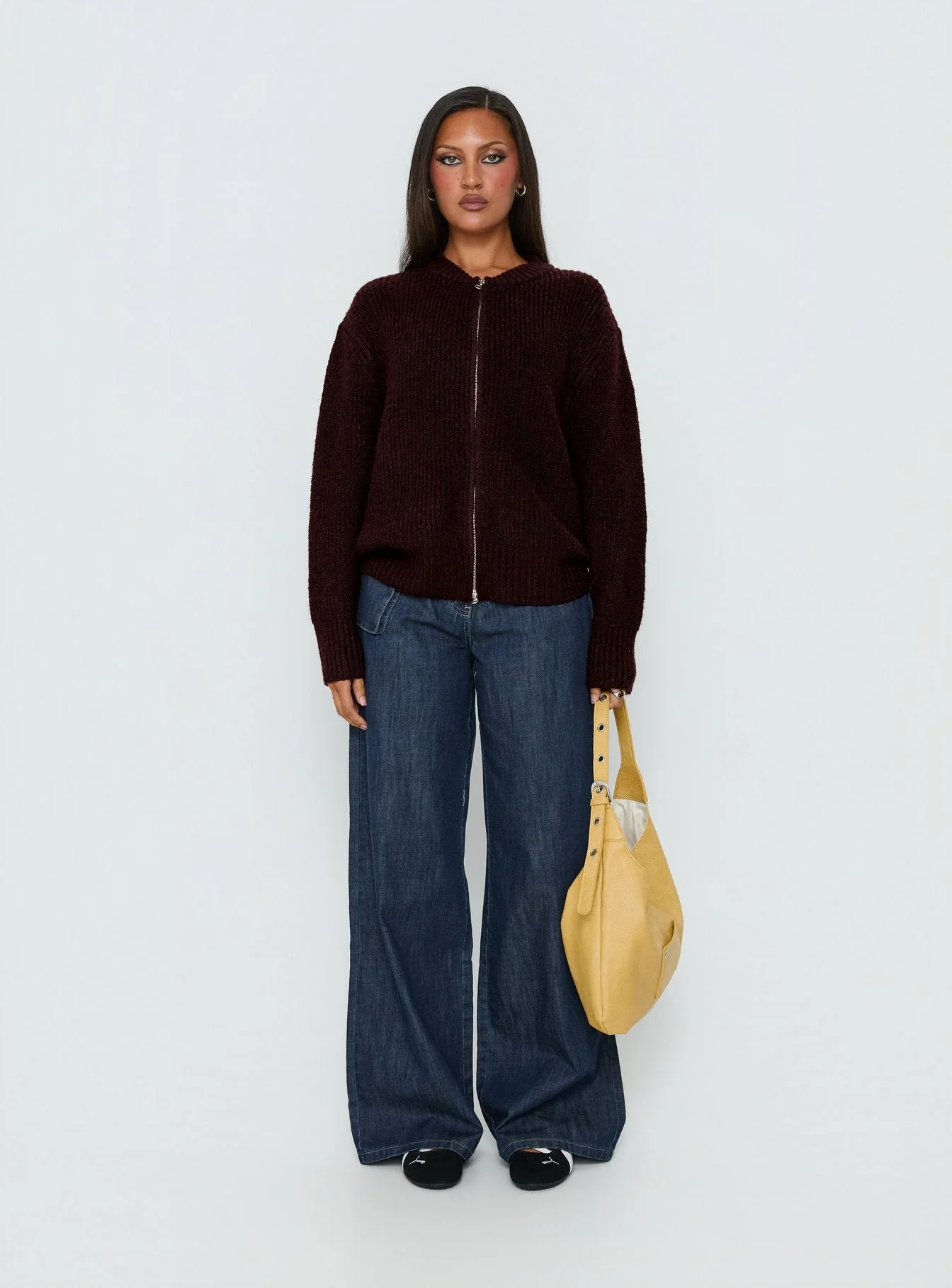Lexene Zip Through Jumper Plum - Image 6