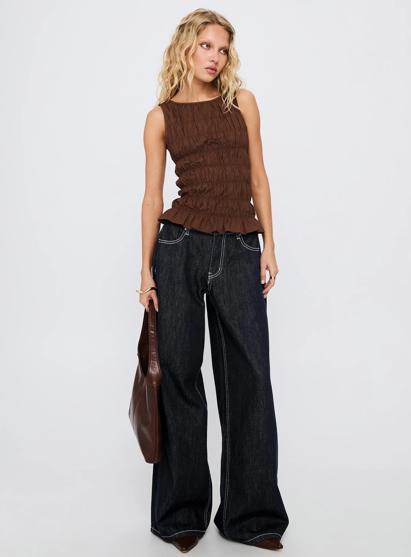 Lierre Low Rise Wide Leg Jeans Dark Blue Wash - Image 3