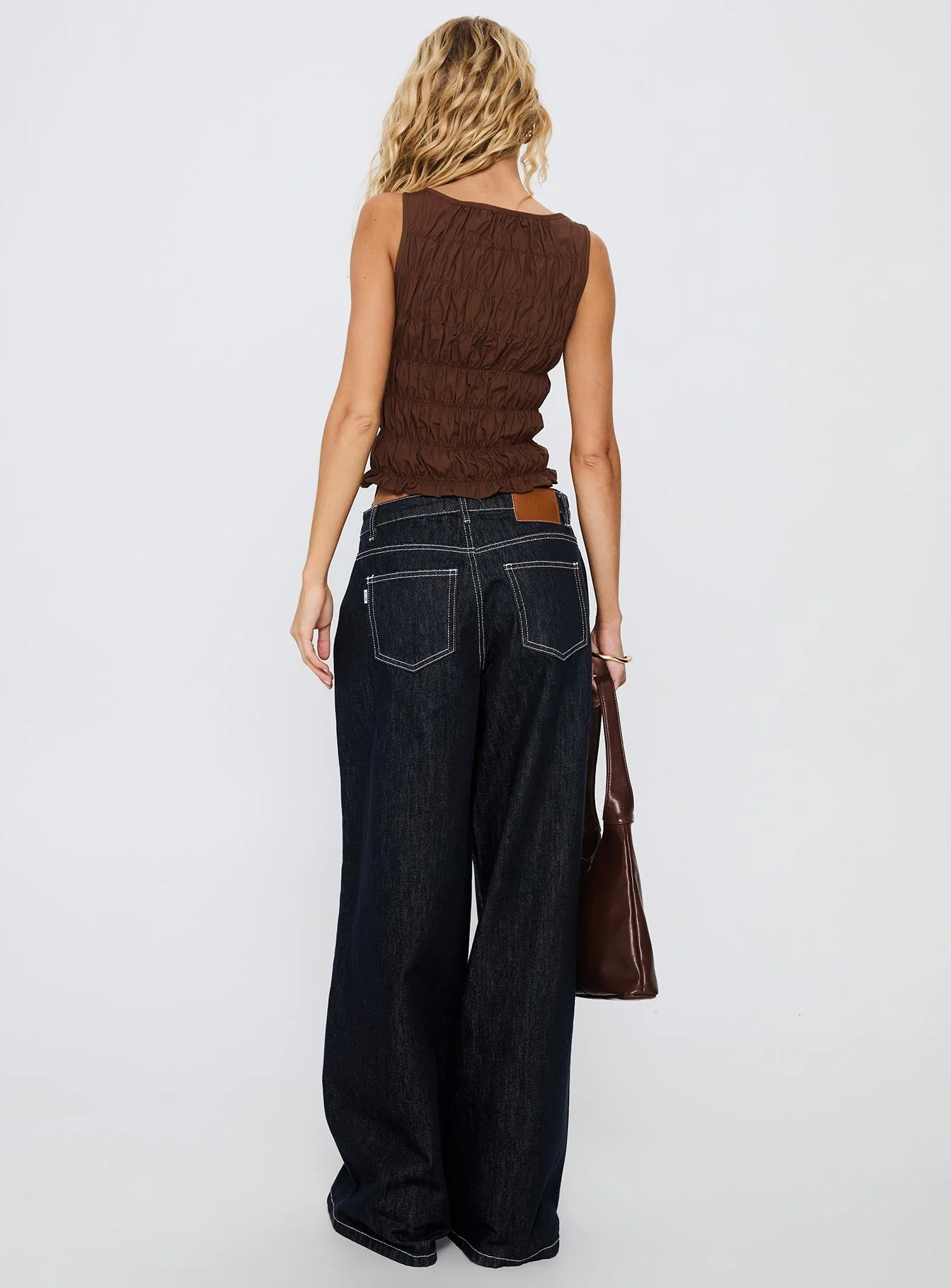 Lierre Low Rise Wide Leg Jeans Dark Blue Wash - Image 5