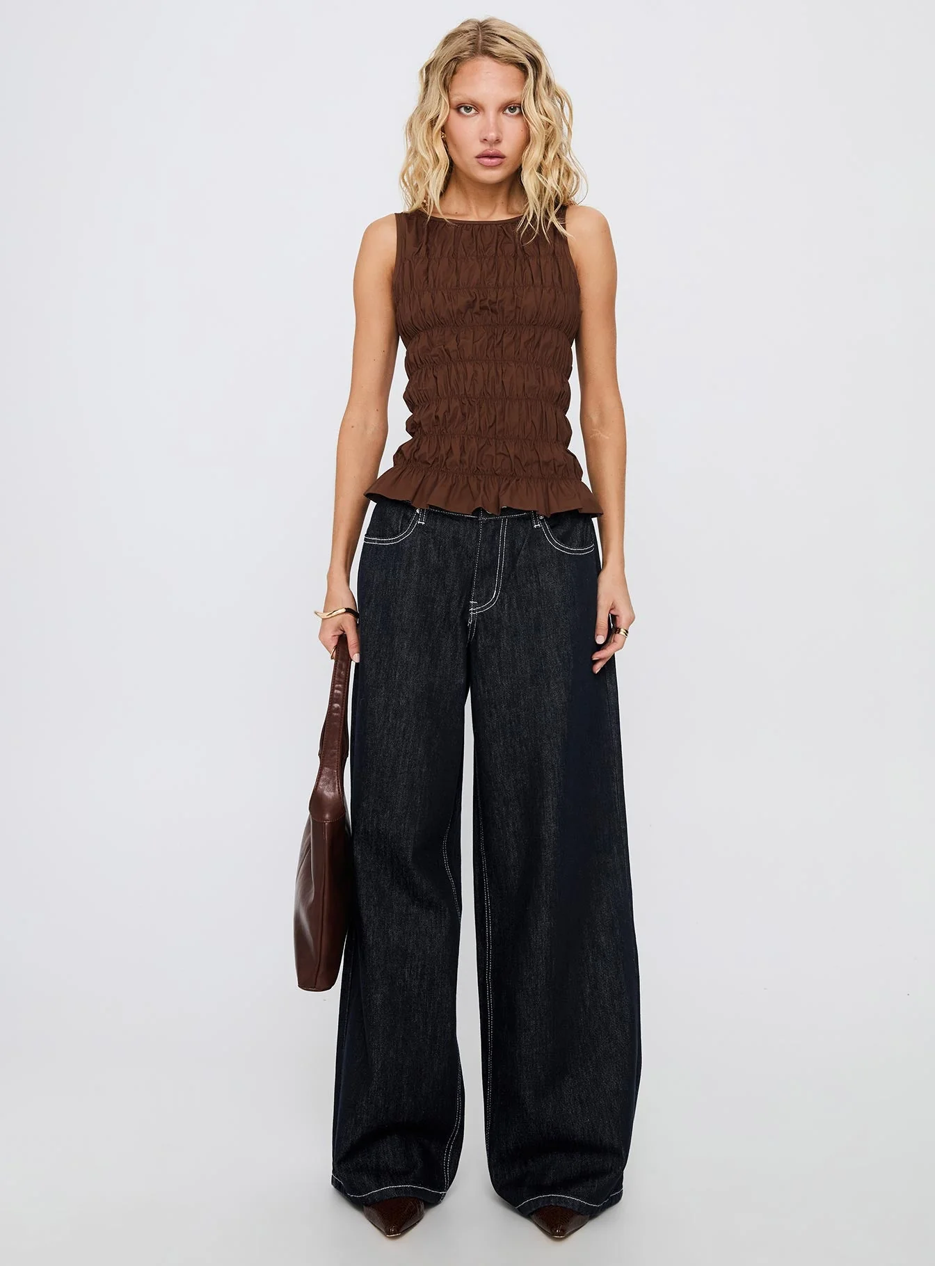 Lierre Low Rise Wide Leg Jeans Dark Blue Wash - Image 7