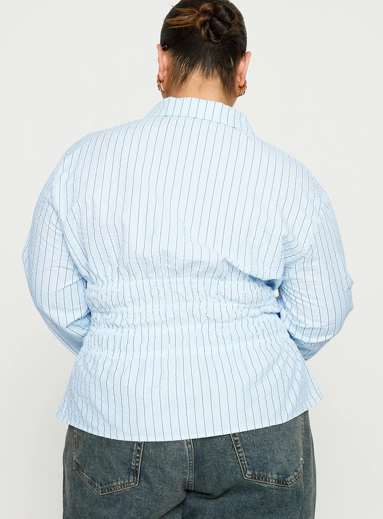 Liesel Shirred Long Sleeve Top Stripe Curve - Image 5