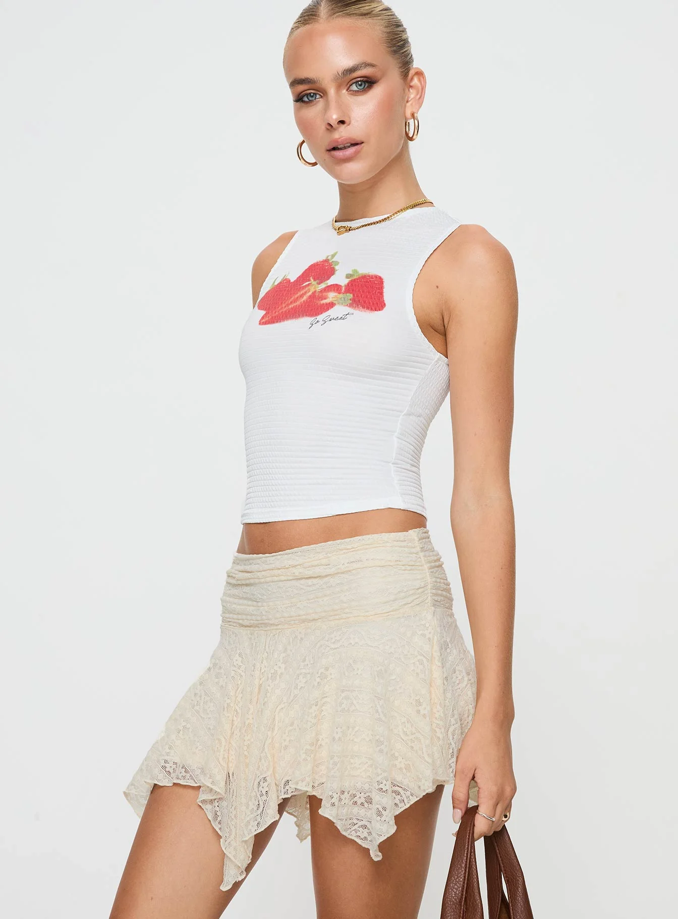 Lifas Lace Mini Skirt Cream - Image 4