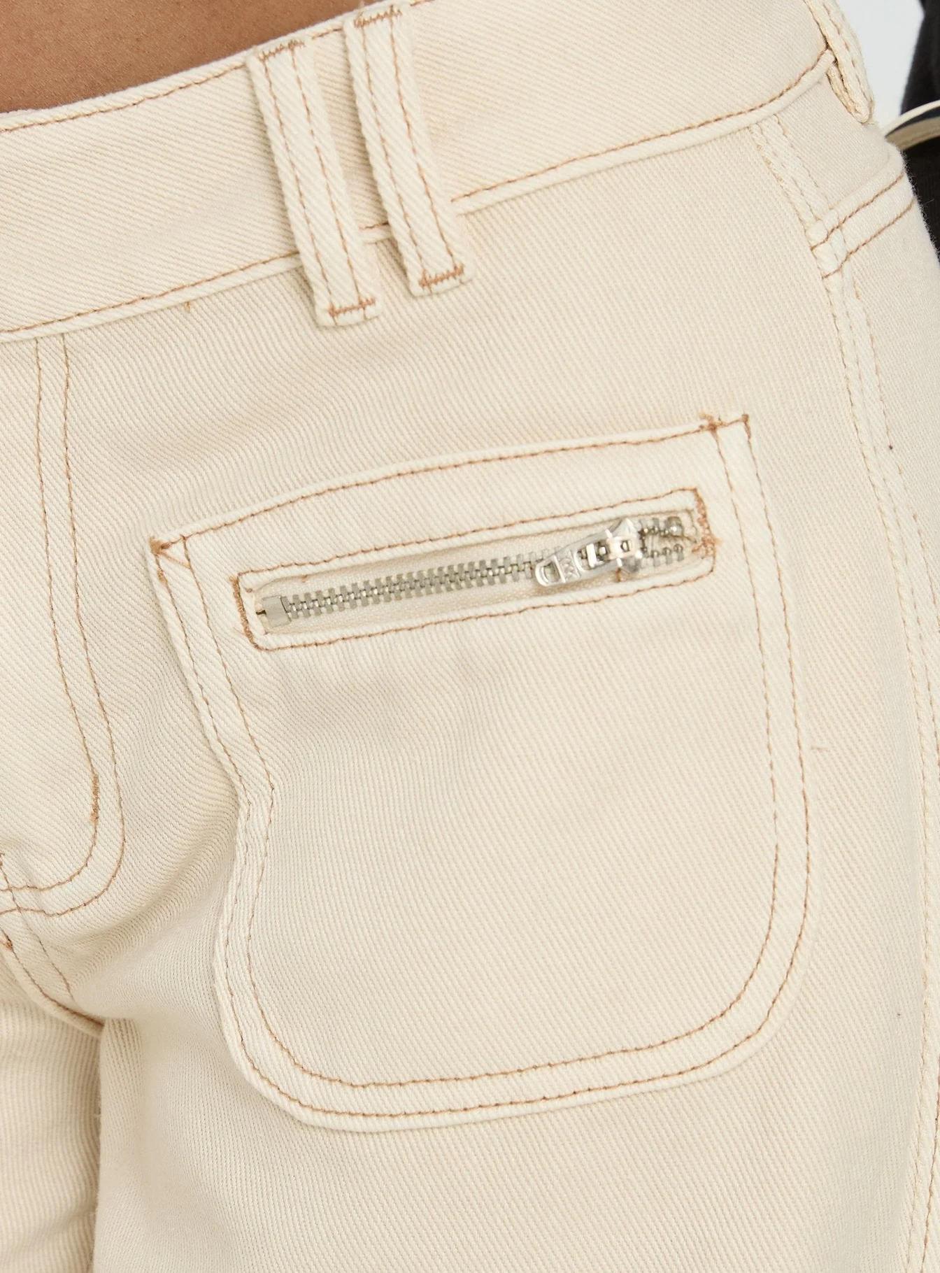 Lifetimes Mid Rise Wide Leg Cargo Jeans Cream - Image 7