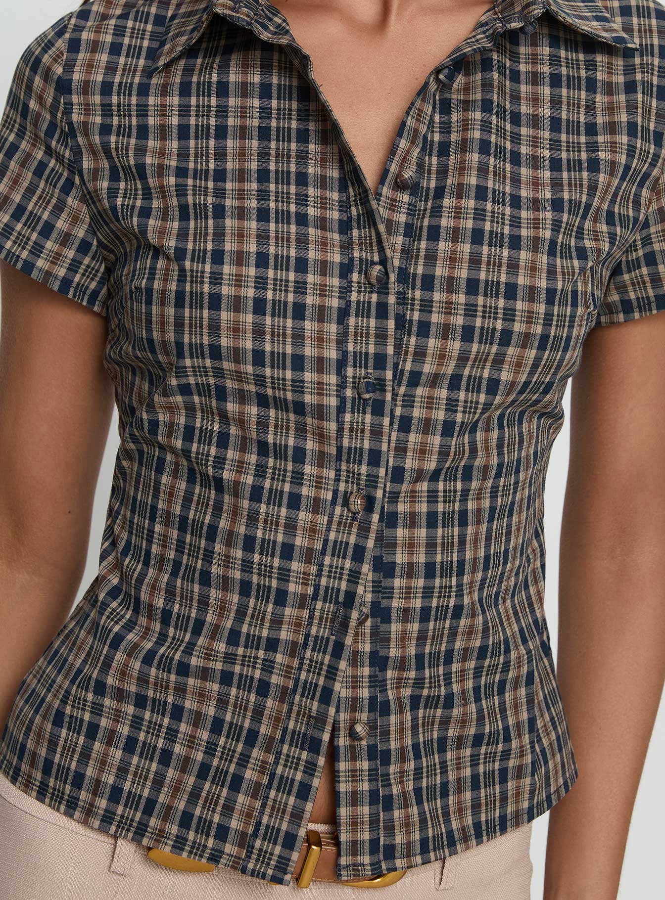 Lift Off Button Up Top Multi Check - Image 6