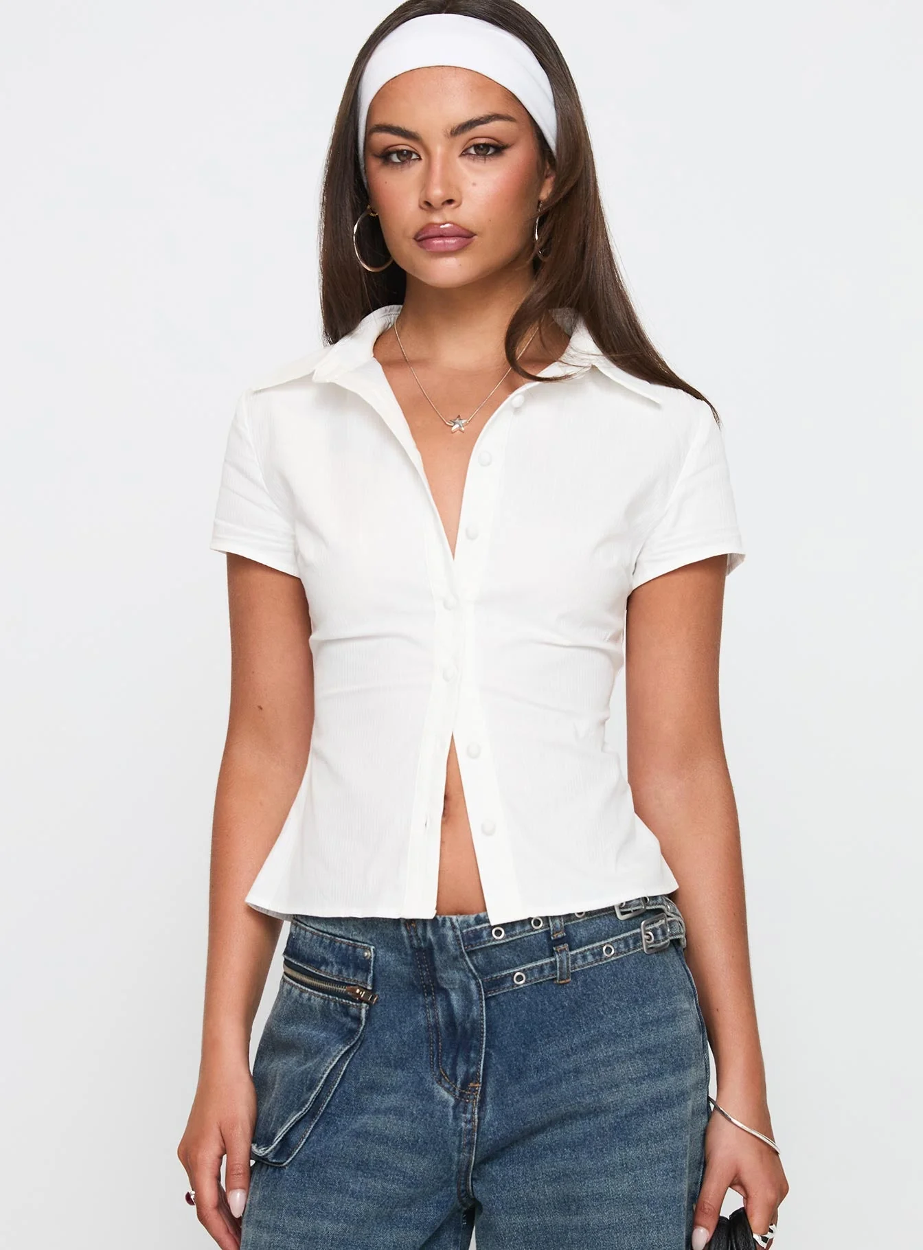 Lift Off Button Up Top White - Image 2
